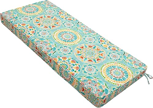 Cojín de banco para exteriores de 45 x 18 pulgadas, repelente al agua, para columpio, muebles de patio, sofá biplaza con asa y correas, 1 unidad,