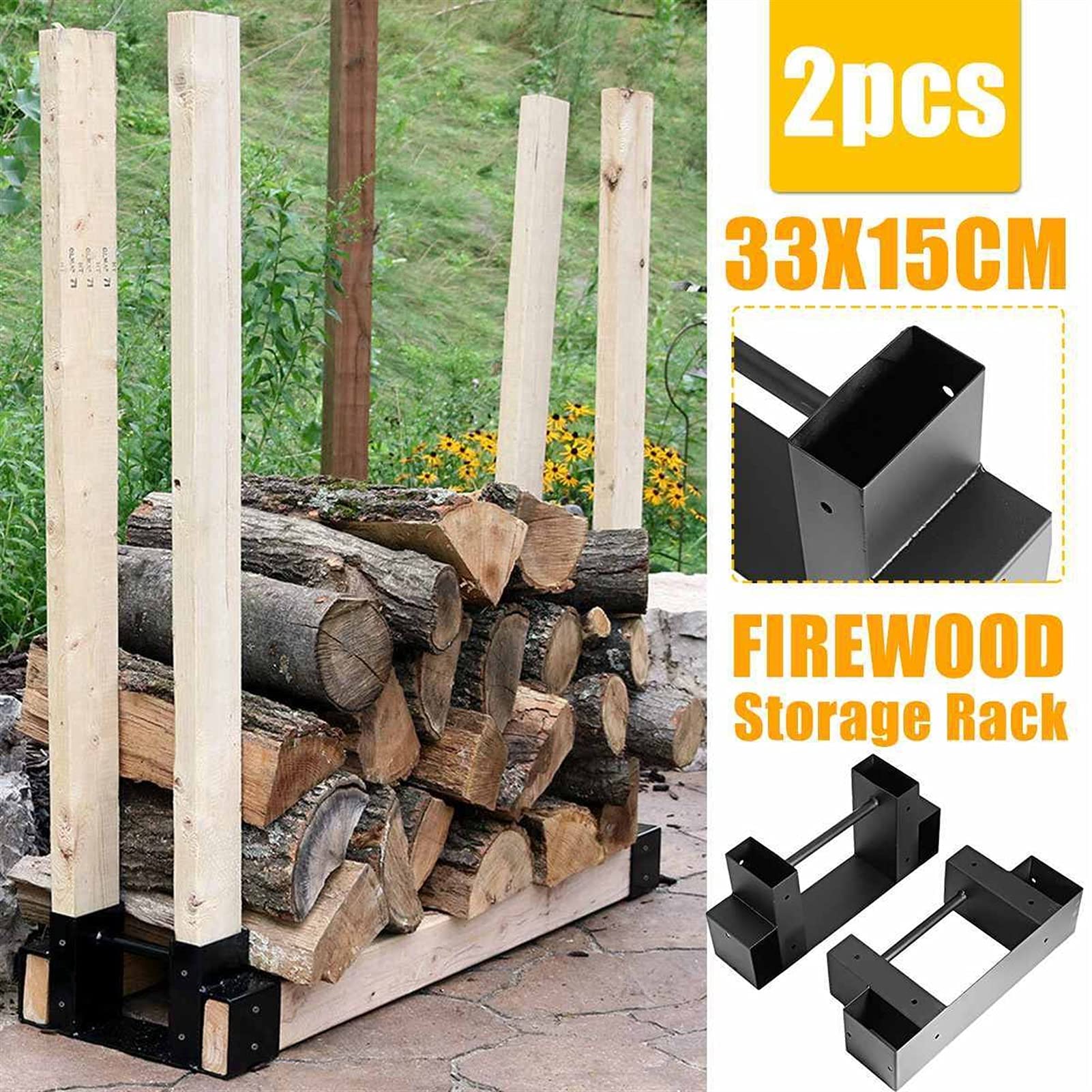 Portalegna per Camino 2pcs Outdoor Crea liberamente Creare legna da ardere STOCCAGGIO STAFFA STACKET KIT STANDARD FIRO PIACCHETTO IN LEGNO PORTA DI STOCCAGGIO CON LUNGHEZZA REGOLABILE Porta-Legna Inte