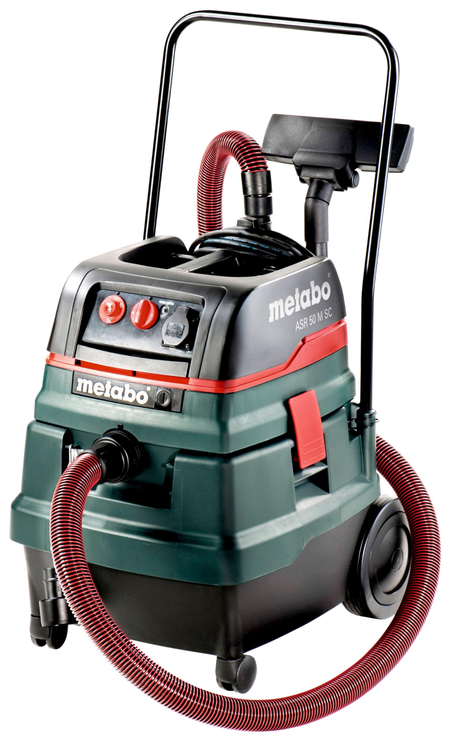 Metabo ASR 50 M SC 6.02045.00 - Aspiratore universale polveri/liquidi, a carrello, serbatoio da 50 l, colore: Verde/Nero/Rosso