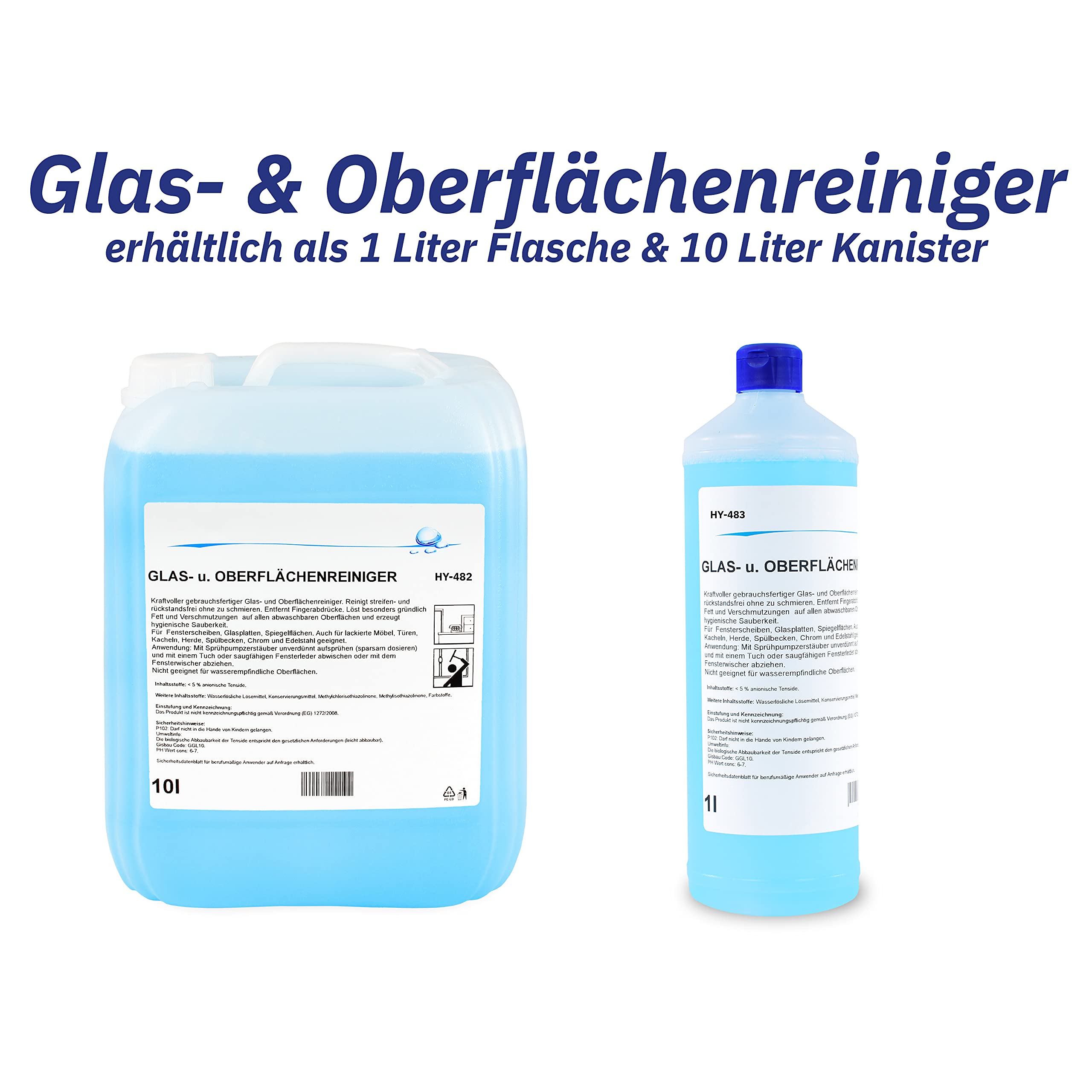 12 x 1 Liter- & Oberflächenreiniger | streifenfreier Glanz | starke Fettlösekraft | alkoholfrei | besonders materialschonend |Profi Qualität - MADE IN GERMANY