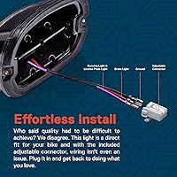 Vista 6 de Luz trasera LED TRUE MODS para Harley Davidson - Ensamblaje de lámpara de parada roja cuadrada con diseño de garra y licencia en la parte superior