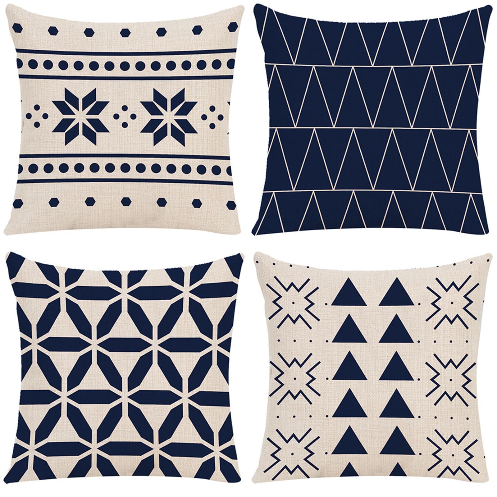 Housses de coussin marine canapé 80x80cm taie d'oreiller décoration salon lin