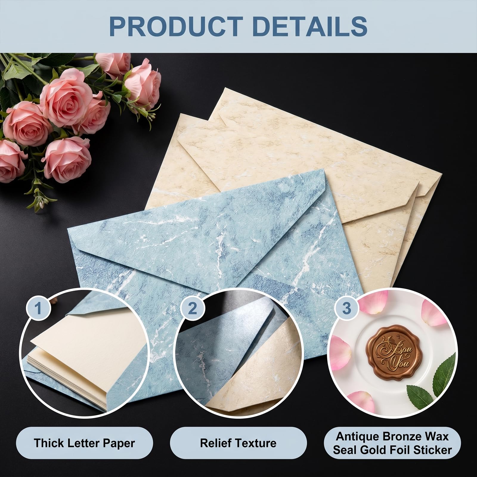 Ensemble de Papeterie Vintage avec Papier à Lettre, Enveloppes, et Autocollants Sceau de Cire