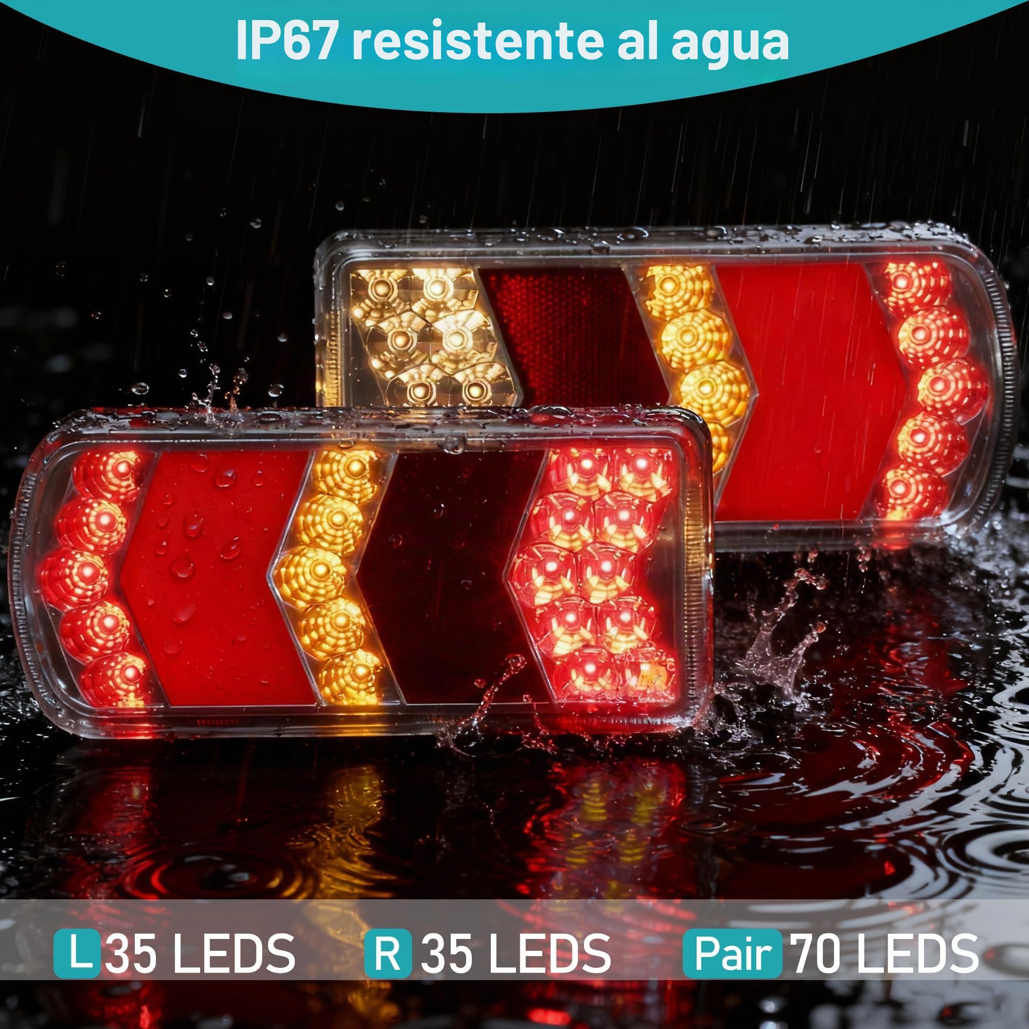 Pilotos Traseras Led Remolque Homologado 12V 24V Luces Traseros Faros Led Remolque de Caravana y Camion, Luz de Antinieblas/Intermitentes/Matrícula/Marcha-Atras con Reflector ECE IP67