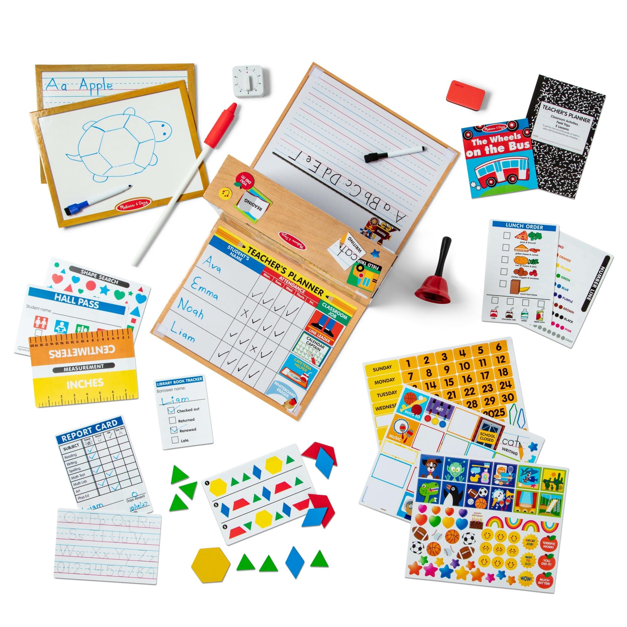 Melissa & Doug Set de Juego Hora de la Escuela! Juego a ser el Profesor o el Estudiante, Juego Educativo con 150 Accesorios, Regalo para niños y niñas de 4 5 6 7 8 años - Certificados FSC