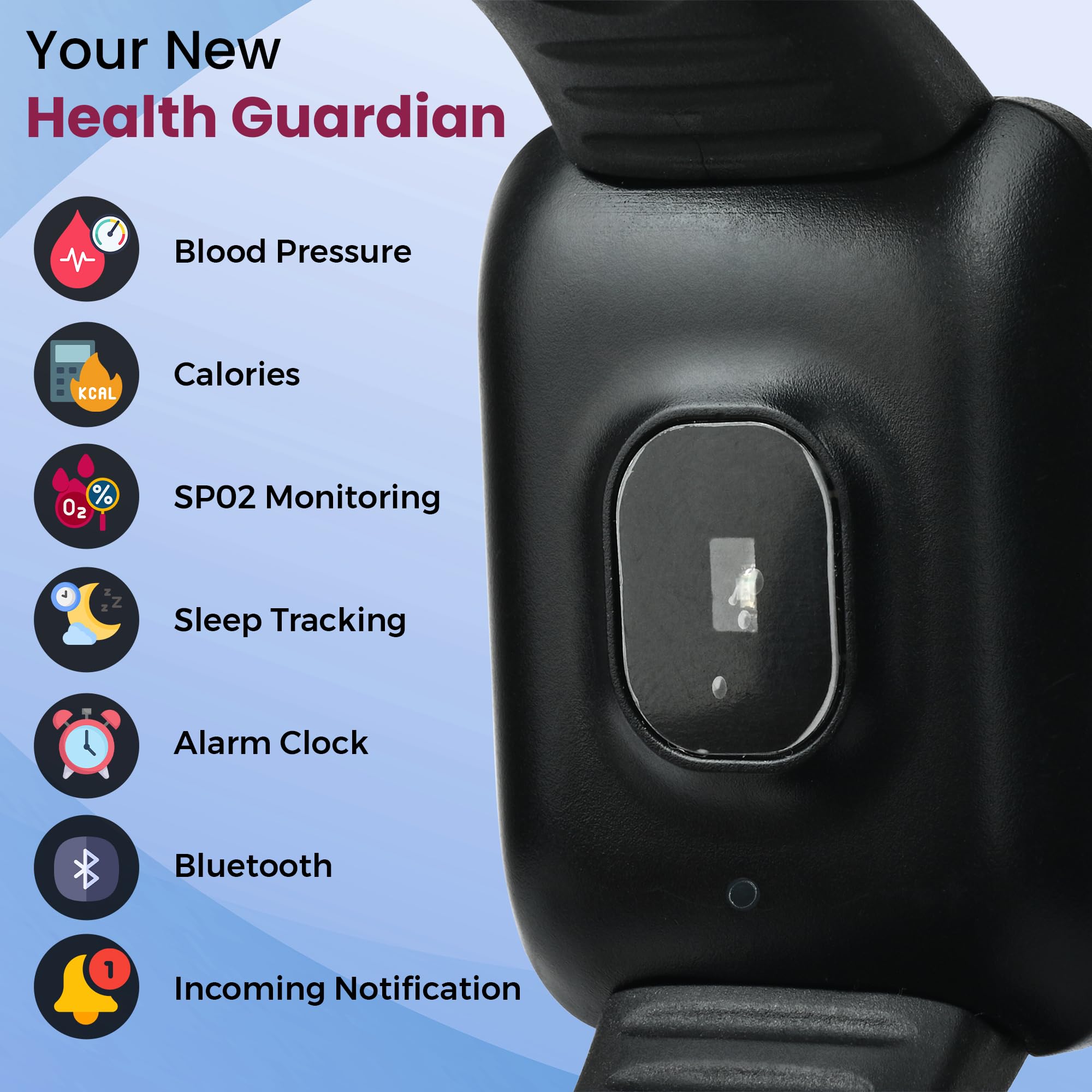 Bouncefit M I D116 Fitness Band Smart Watch for Men, Women, Boys, Girls, Kids – Single Touch Interface, Water Resistant, Workout Modes, Quick Charge Sports Smartwatch – Black I — Amazon image 3