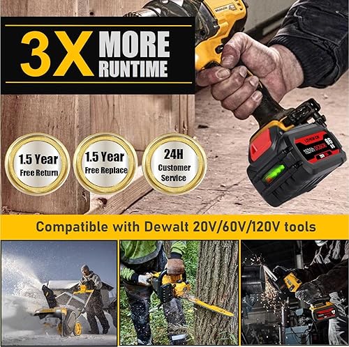 Miniatura 5 de Batería de repuesto de 9.6Ah 20V60V para Dewalt 60V Batería DCB609 DCB606 DCB612 Compatible con Dewalt 20V60V MAX Batería de iones de litio