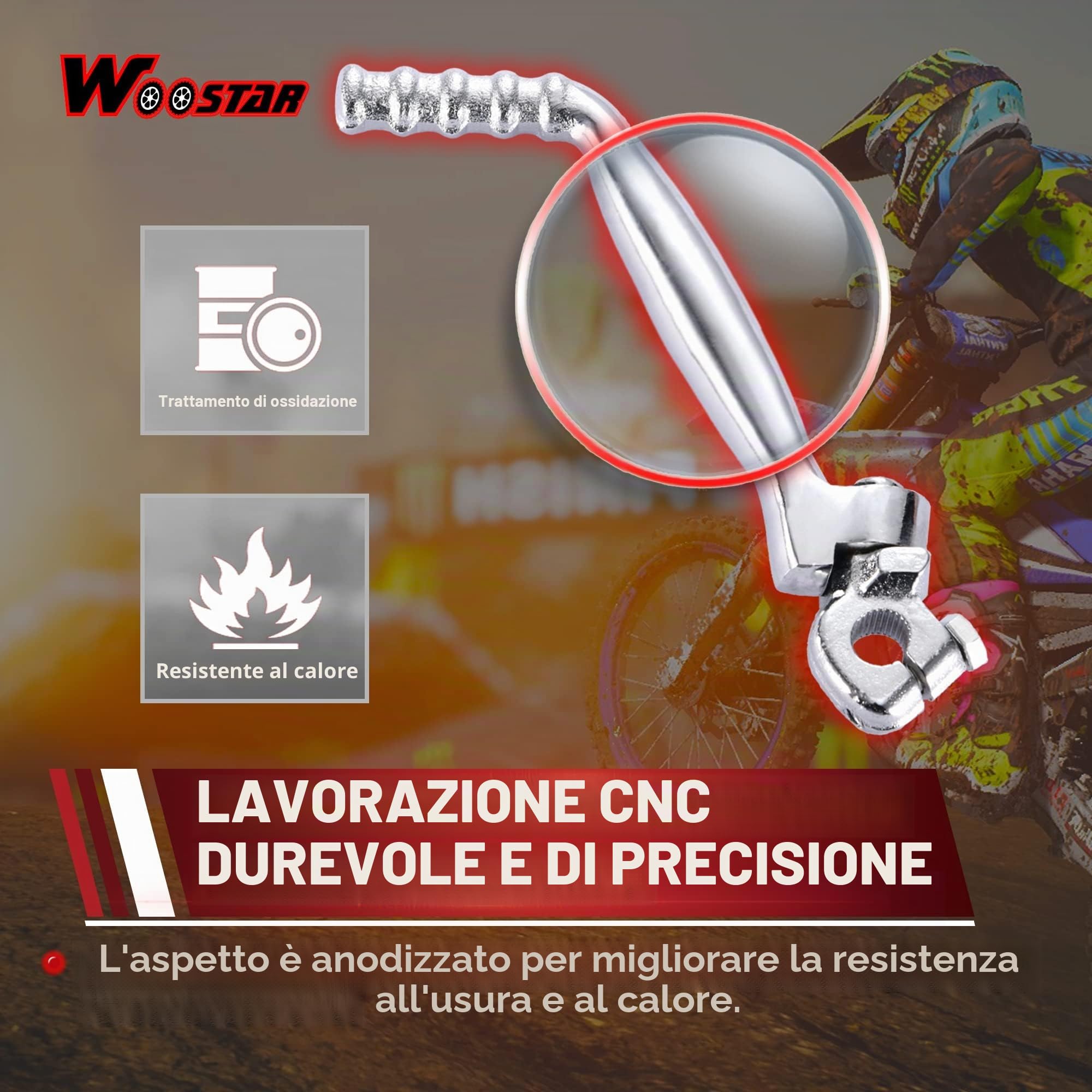 WOOSTAR Avviamento Pedale a Leva 15mm Regolabile Sostituzione per 50cc 70cc 90cc 110cc 125cc 150cc Pit Bike Dirt Bike Argento