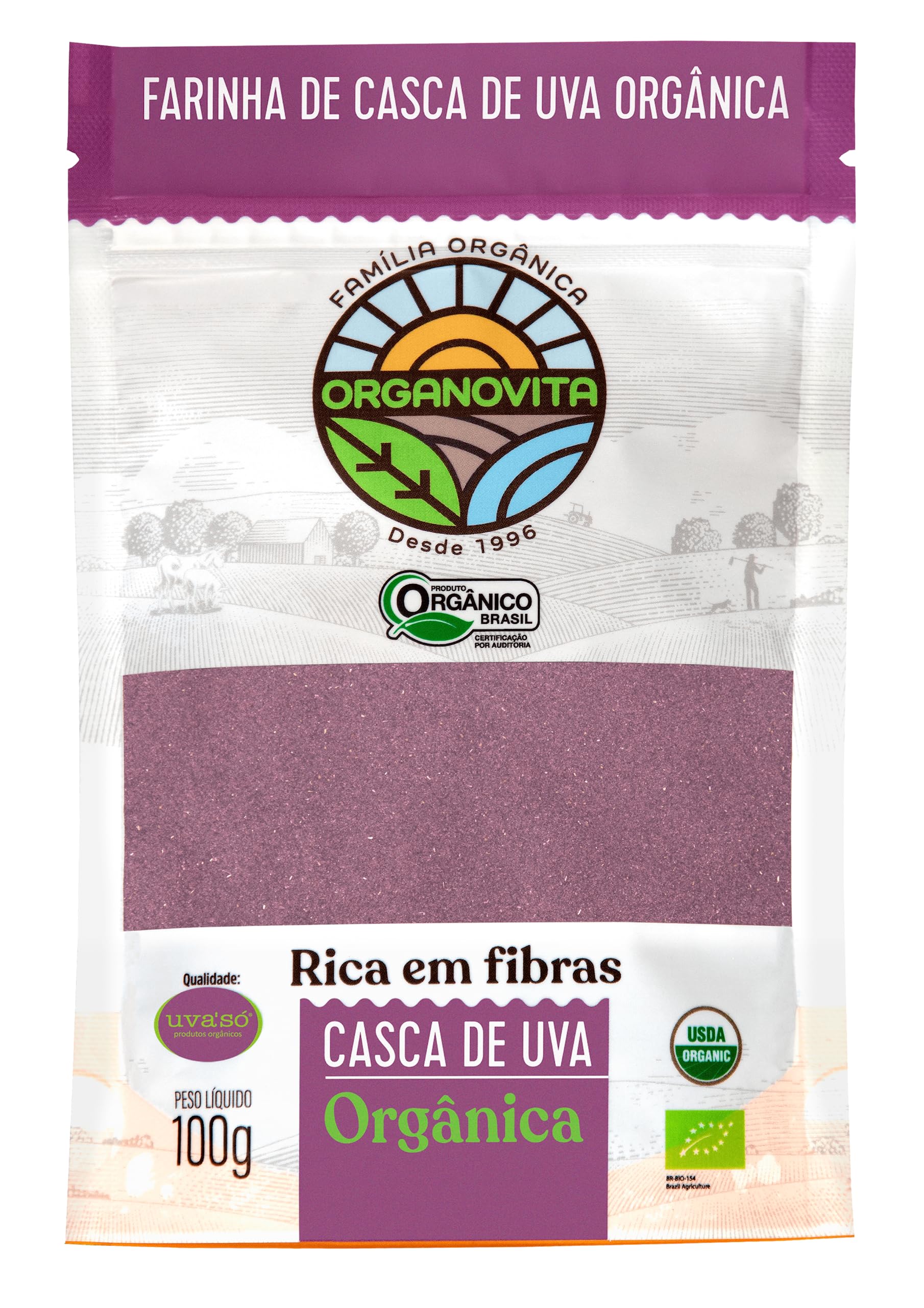 Organic Powder - Blend in Smoothies, Cakes, High Fiber Content, Made w/Cold-Pressed Natural Ingredients, Gluten-Free, All Purpose, Antioxidants Rich - Certified USDA (3.52 Oz (Pack of 1), Grape Skin)