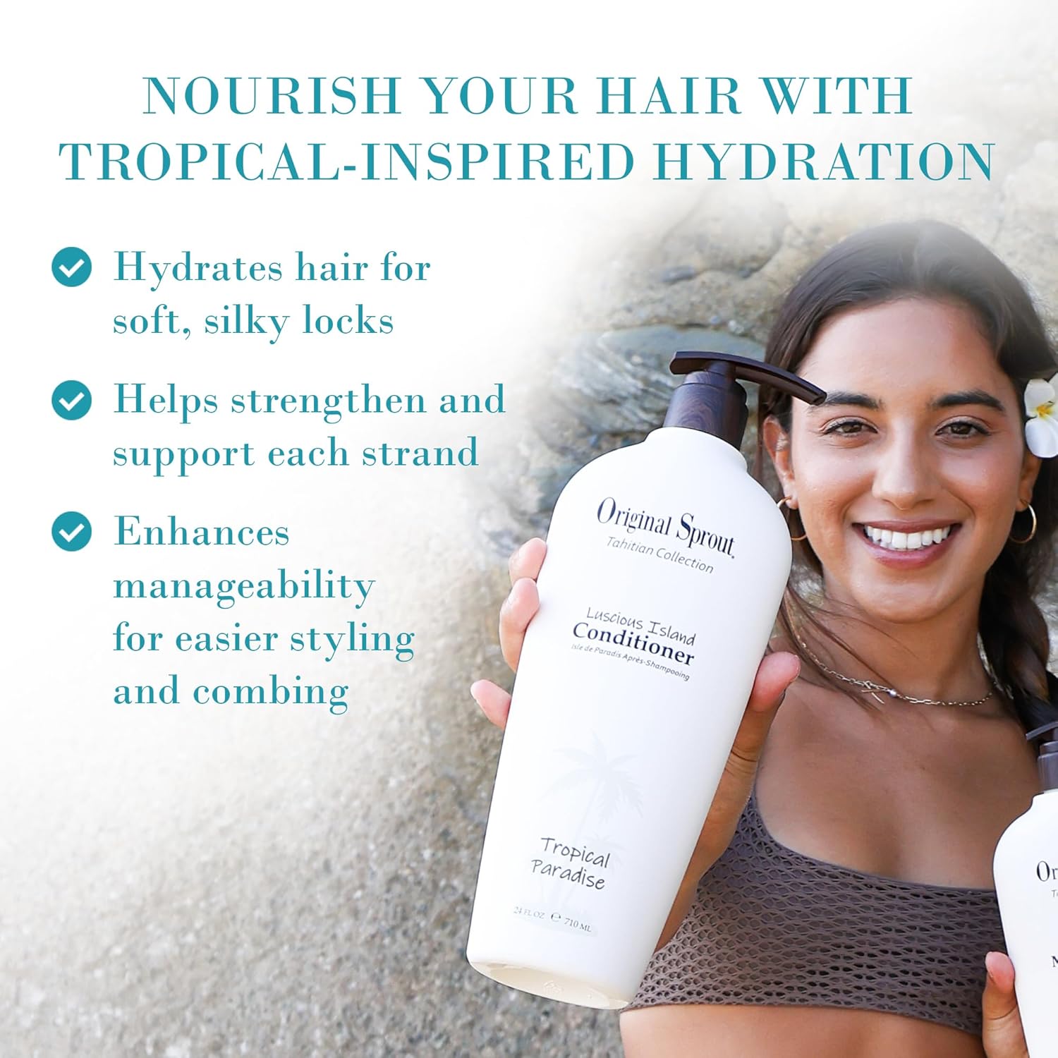 Original Sprout Luscious Island Conditioner for All Hair Types Including Color-Treated, Damaged & Dry Hair, Hydrating & Moisturizing Conditioner with Mongongo Oil, Vegan, Sulfate Free, 8 fl oz - Image 2