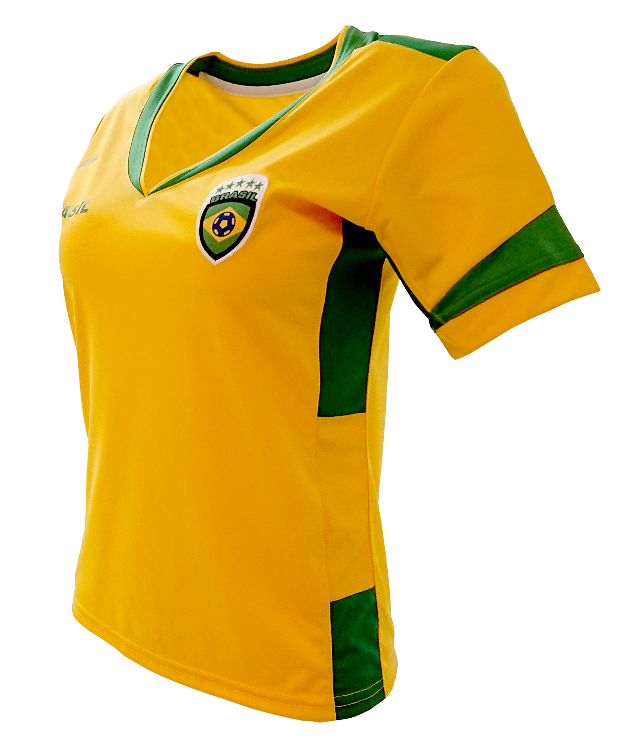 ARZA Brazil Slim Women Soccer Jersey Yellow (US, Alpha, Medium, Regular, Regular, Yellow)