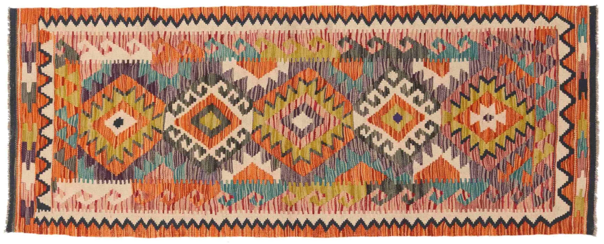 Tapis kilim Maimana pour couloir sombre : égayer le sol avec du beige 80x190 cm