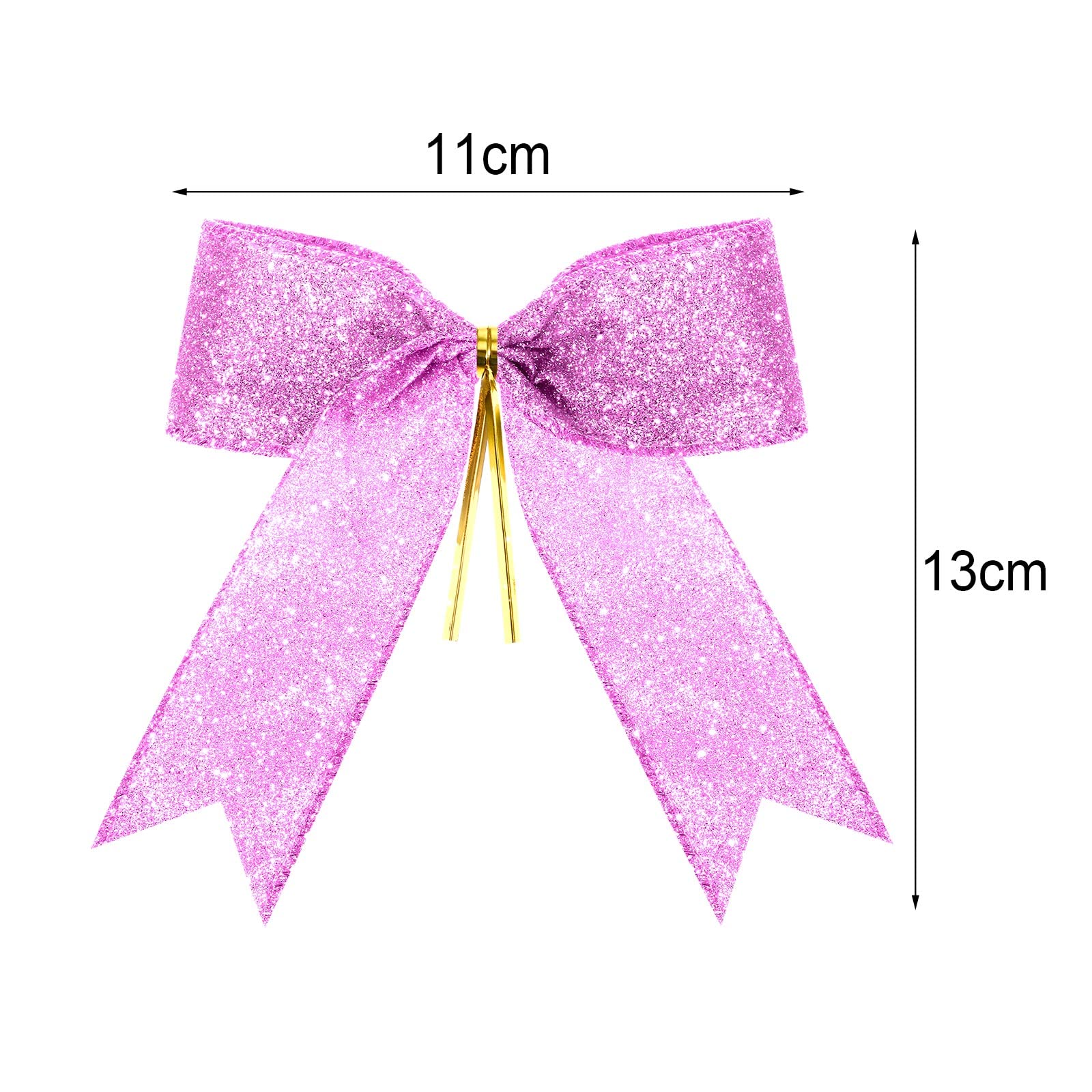 Sumind 36 Pieces 5 x 4 Inch Glitter Bow Tie Ribbon Twist Tie Bows for Treat Bags Gift Wrapping Basket Wedding Shower Birthday Christmas Party Decoration (Pink)