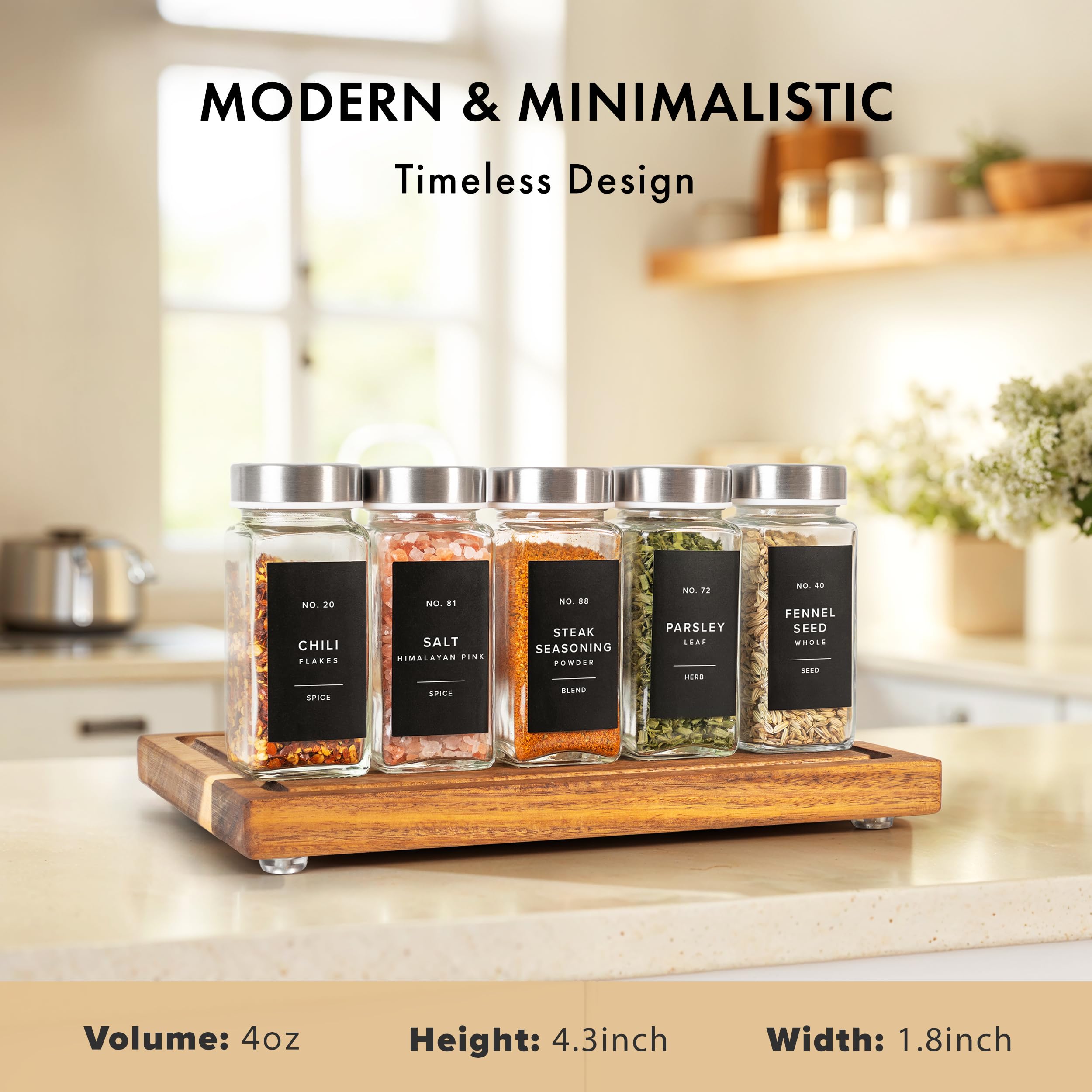 Spice Rack With Spices Included DkOvn 12/24/36/48pcs Glass Spice