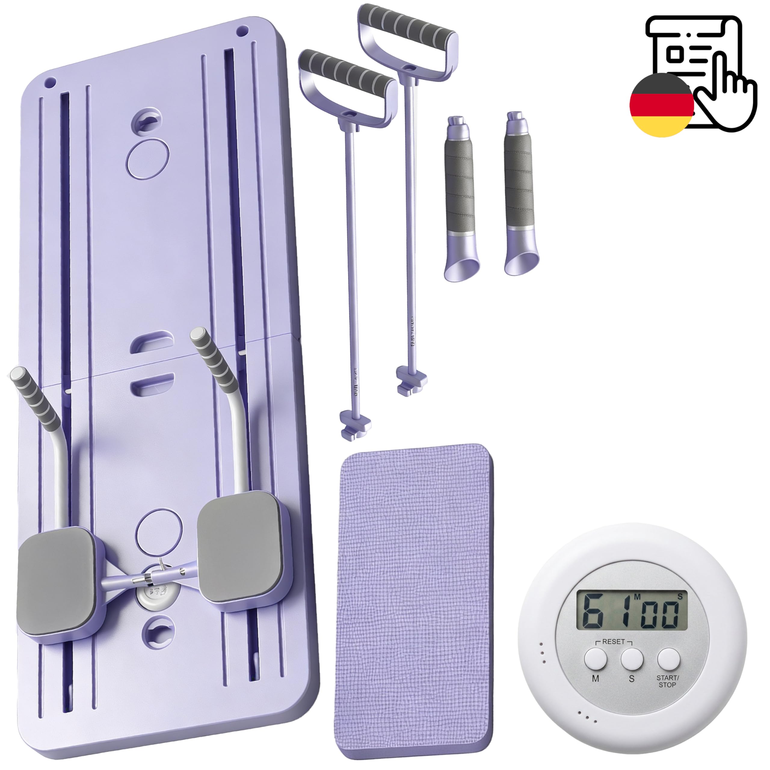 Retoo Pilates Board Für Zuhause Klappbar 8-in-1 – Multifunktionaler Pilates Reformer Mit Widerstandsbändern, Bauchtrainer, Push-Up Griffen & Kniepolstern Für Ganzkörper Core Training, Heimsport