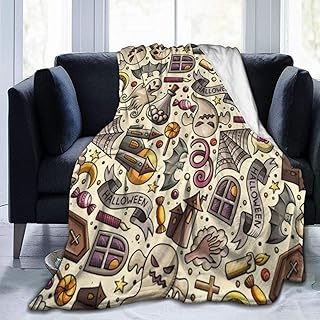 COFEIYISI Franela Manta para Cama Sofá Silla,Festival de Halloween Castle Bat Phantom Grave Dibujos Animados,Cálida,Cómoda Y Duradera 153x204cm