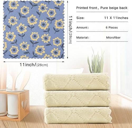 Miniatura 3 de Toalla de microfibra decorativa suave y decorativa para cocina, de secado rápido, paquete de 6 paños de cocina para encimera y horno