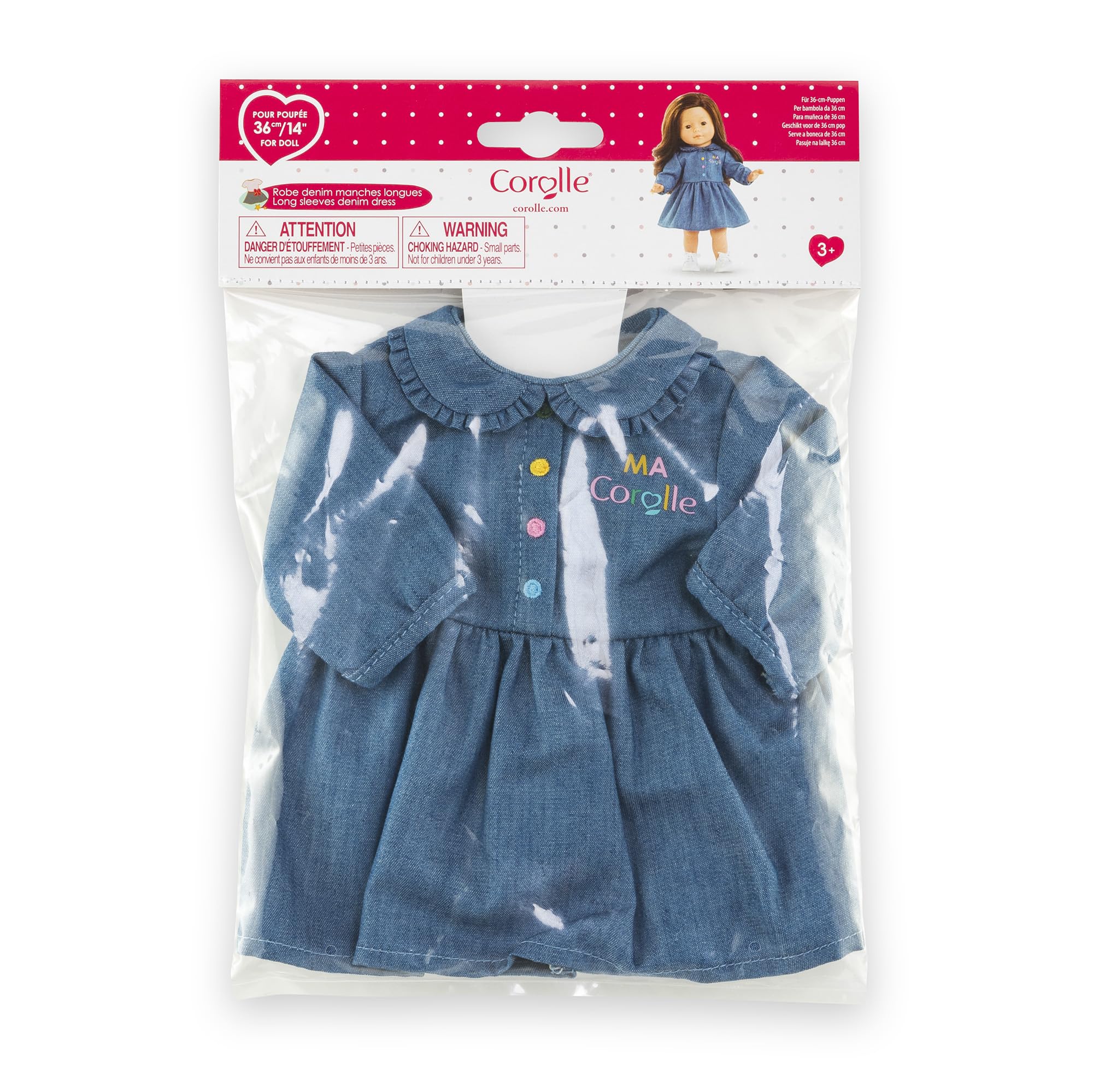 Ma Corolle - Robe Denim Manches Longues, vêtement, pour poupée Ma Corolle, 36cm, dès 3 Ans, 9000212860