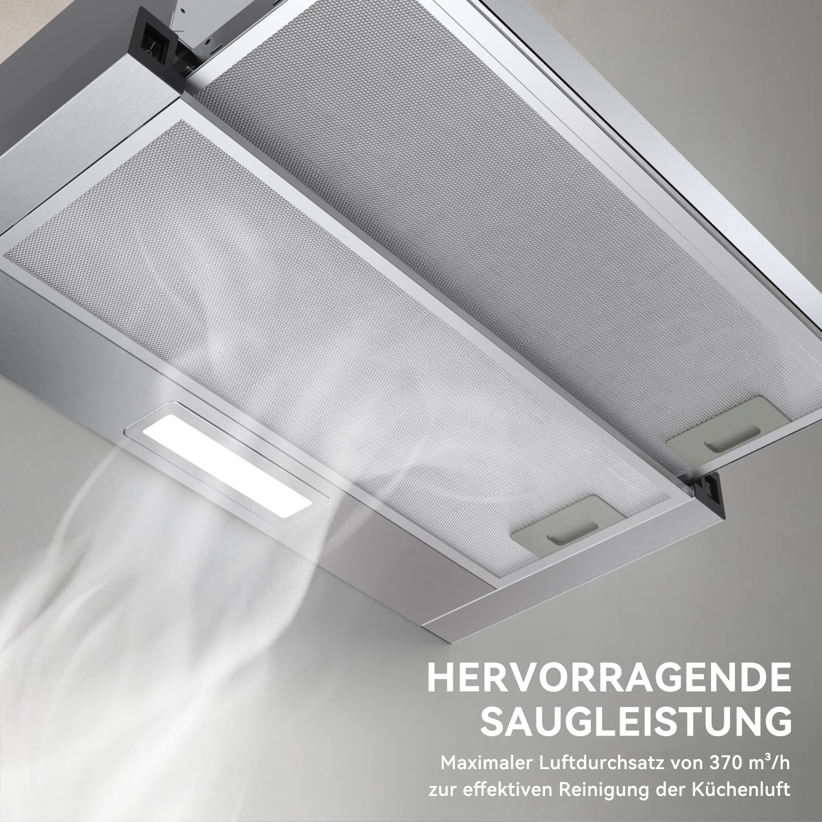 Hermitlux Dunstabzugshaube 60cm Flachschirmhaube Abluft/Umluft 350 m³/h LED-Beleuchtung 57dB A+++