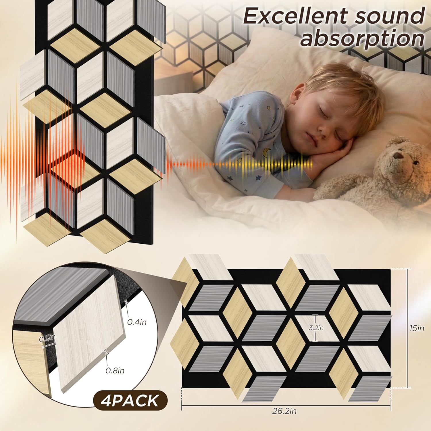 6 Pack Acoustic Wall Panels,3D PVC 27"x18" Soundproof Wooden Wall Panels for Interior Wall Decor 3D Fluted Wood Panels for Living Room Bedroom TV Background Gaming Room（Gray）