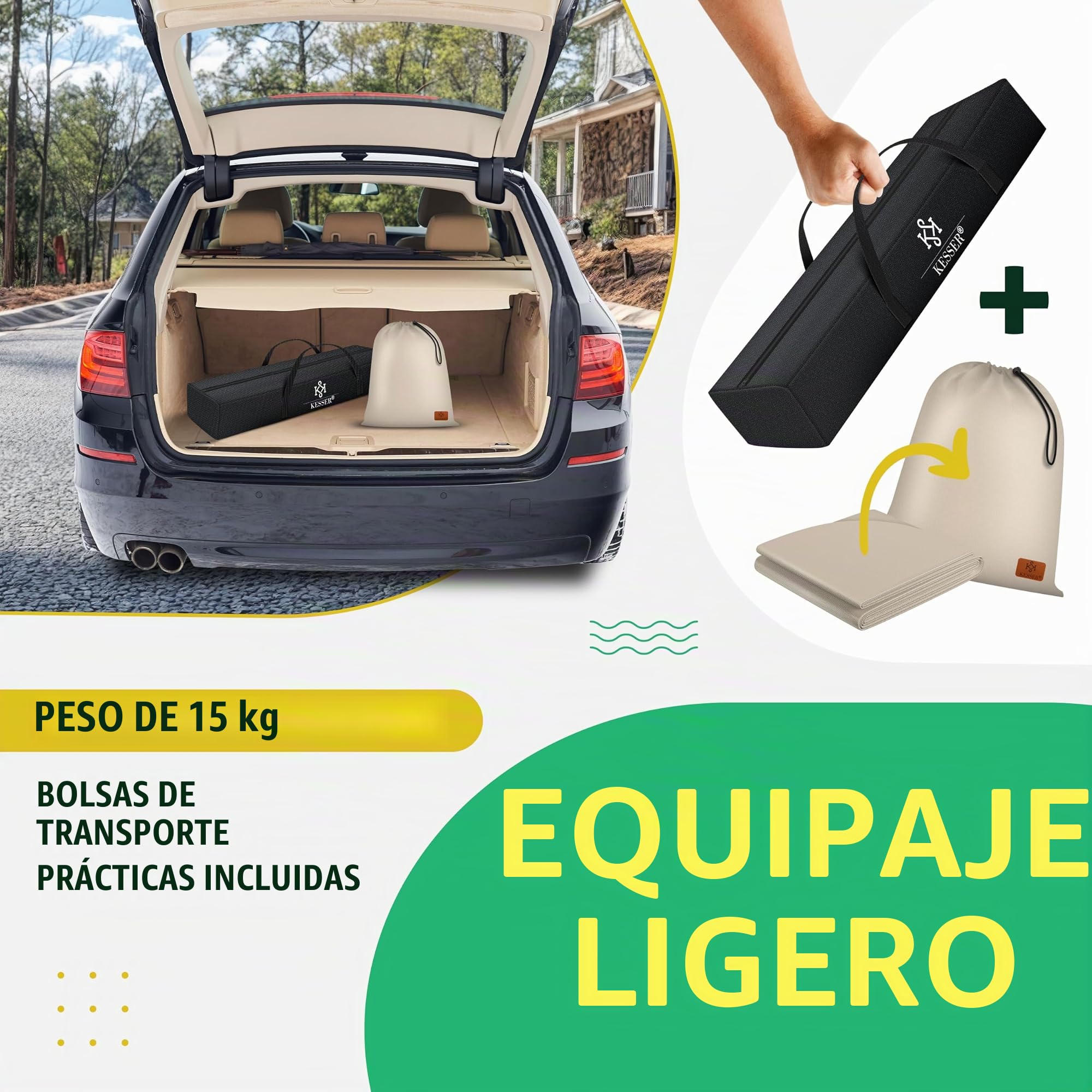 KESSER® Hamaca Lake con Estructura Doble para 2 Personas - Resistente Marco 200kg Capacidad Interior y Exterior XXL Columpio Doble Multijugador Jardín Piscina Balcón Terraza, Beige