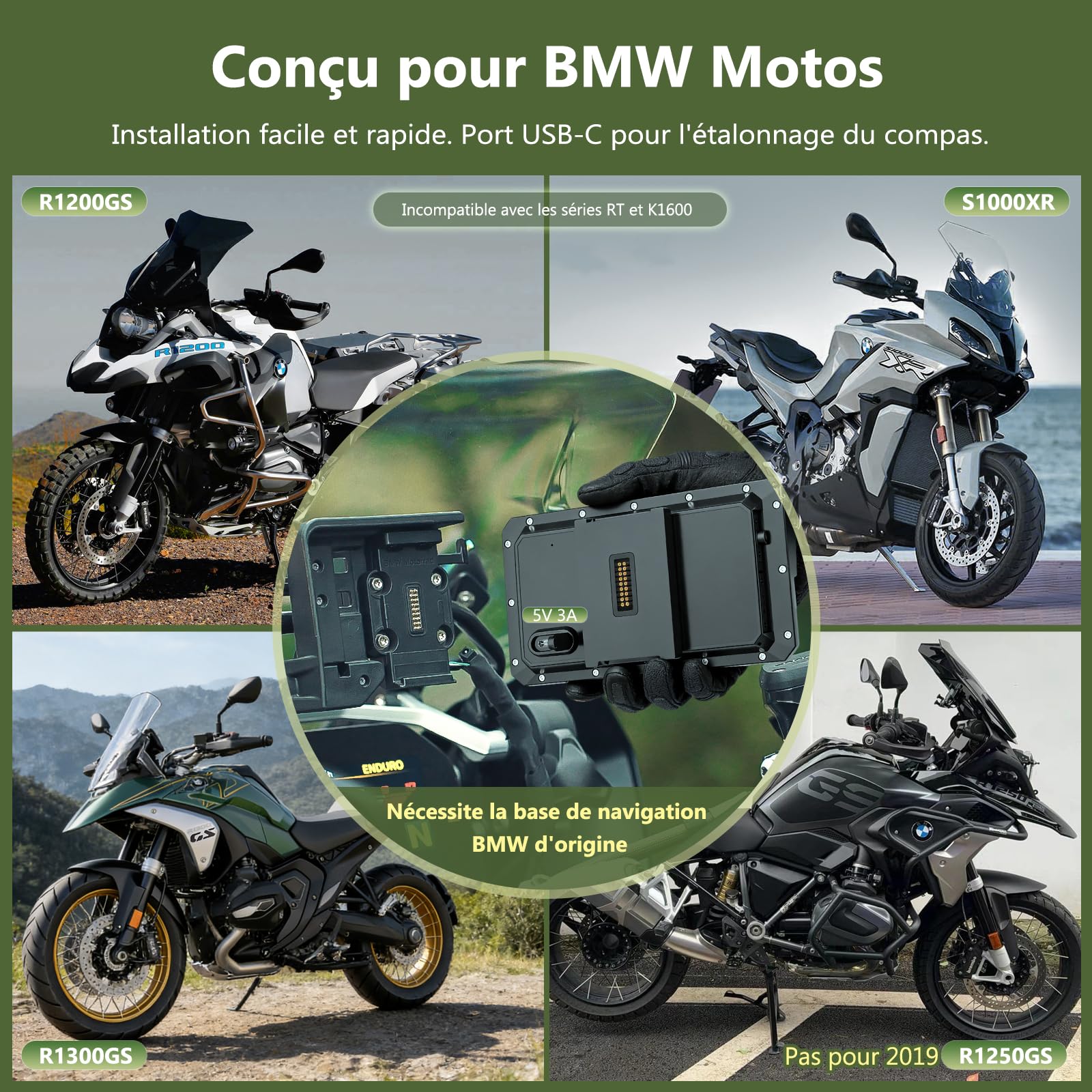 Carpuride W602BS Pro Carplay Écran pour BMW Motos, Natif Wonder Wheel Contrôle & Données Lecture, Sans Fil CarPlay & Android Auto, 6,25" Étanche Tactile Écran, OTA, Double Bluetooth, Interphone, Navi.