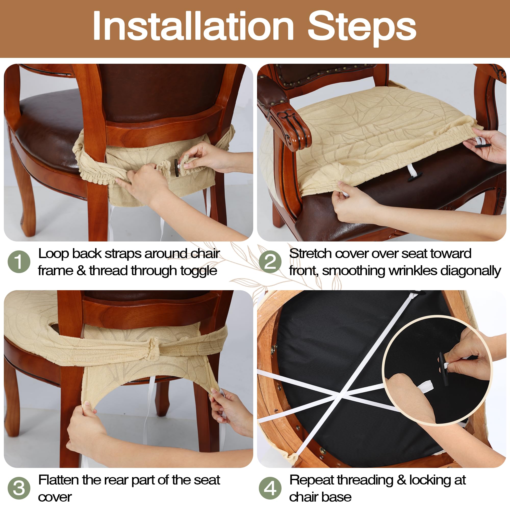 Cream Dining Chair Slipcovers - Set of 6 -7