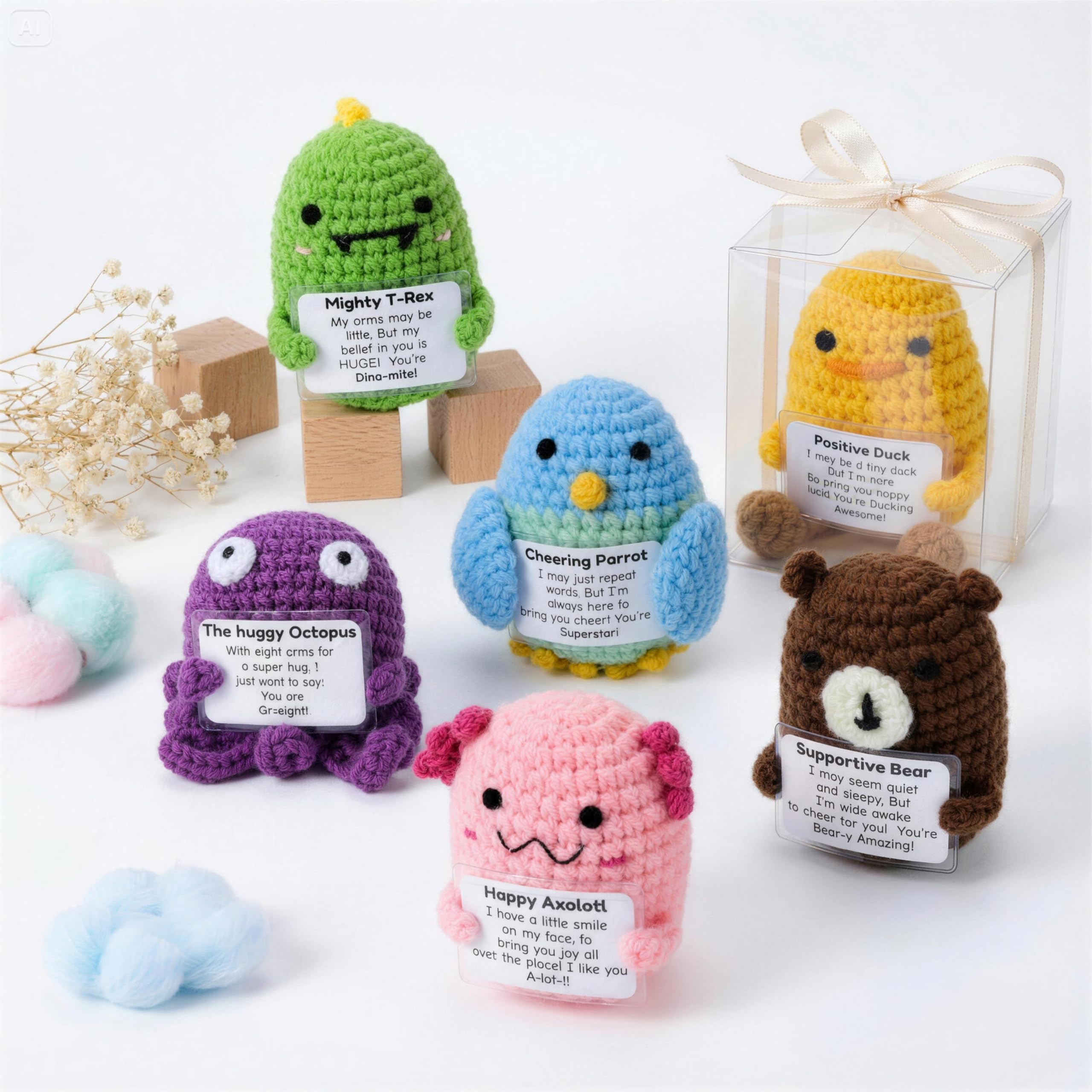JOYIN Animali di peluche lavorati a maglia con supporto emotivo, 6 pezzi