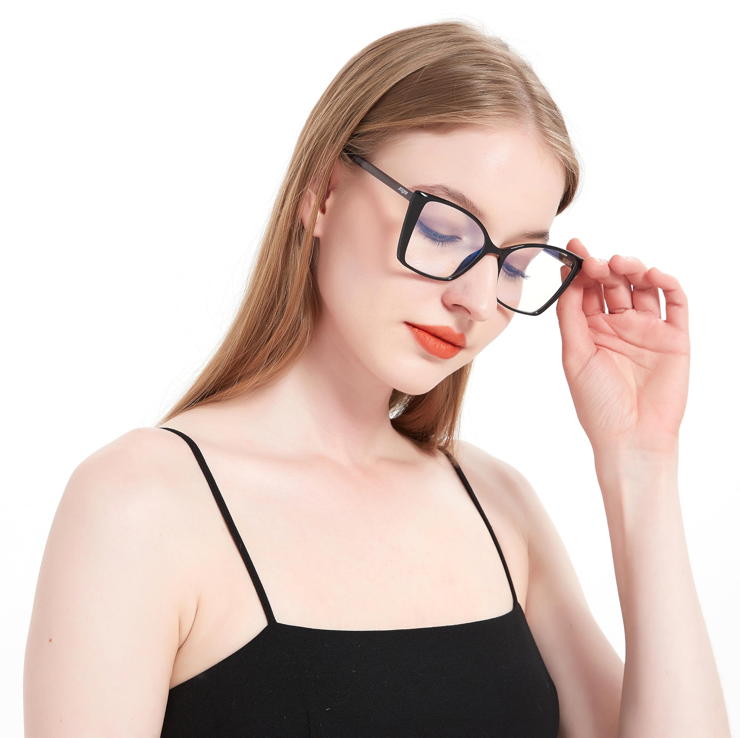Occhiali di blocco della luce blu oversize da donna, occhiali alla moda occhio di gatto per gioco al computer, antiriflesso e UV RF6204