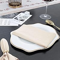 Vista 11 de Set de 12 servilletas de tela de 85% algodón y 15% lino para uso diario de tamaño grande, servilletas especiales de Pascua con esquinas ingletadas