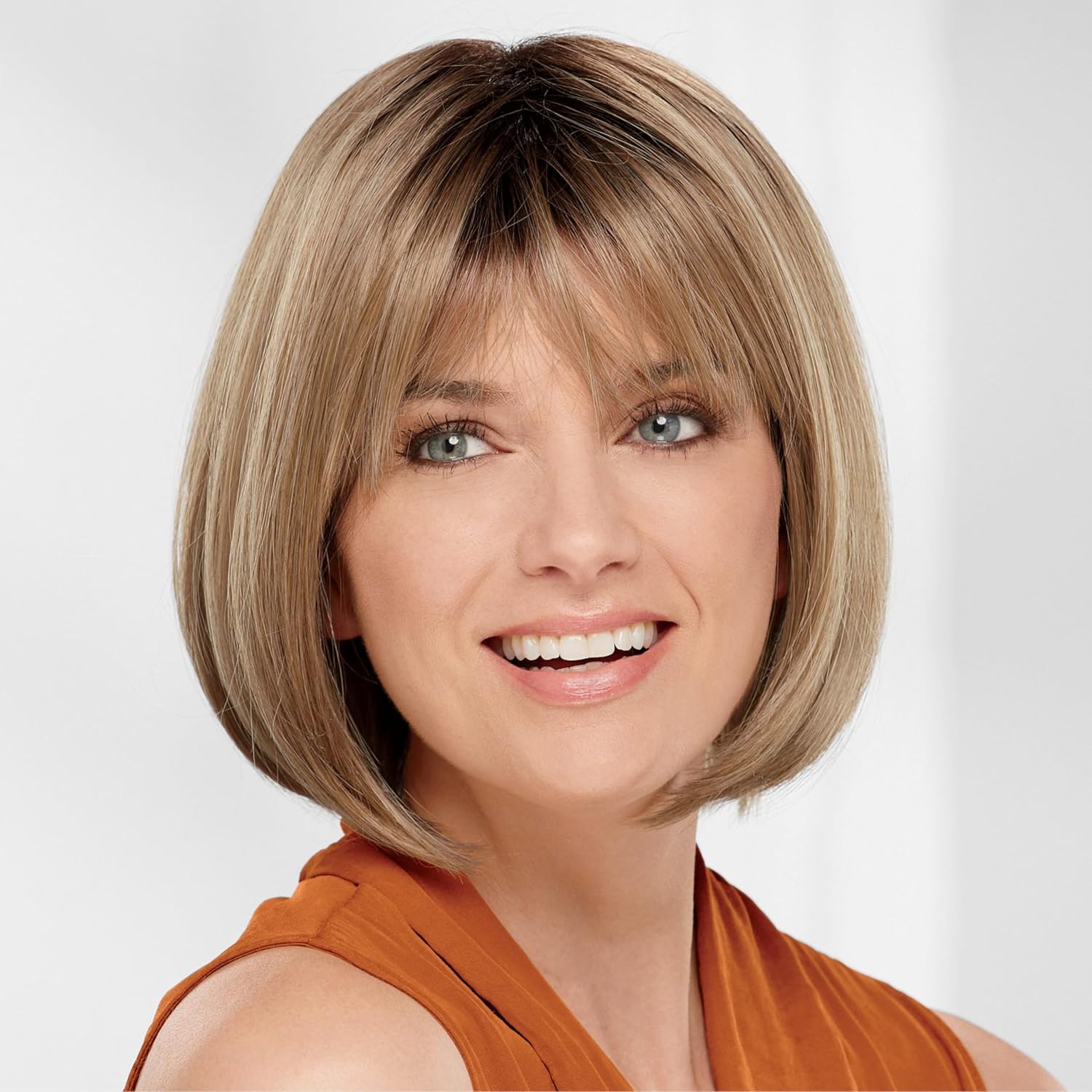 Paula Young Salem VersaFiber Wig Heat-Stylable Bob Wig with Notched Bangs and Rounded Silhouette