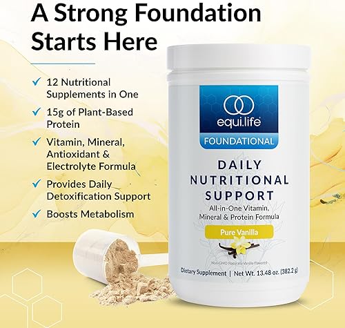 Miniatura 3 de Equilife - Apoyo nutricional diario proteína vegana en polvo todo en uno multivitamínico diario puede ayudar a aumentar la energía y el estado de