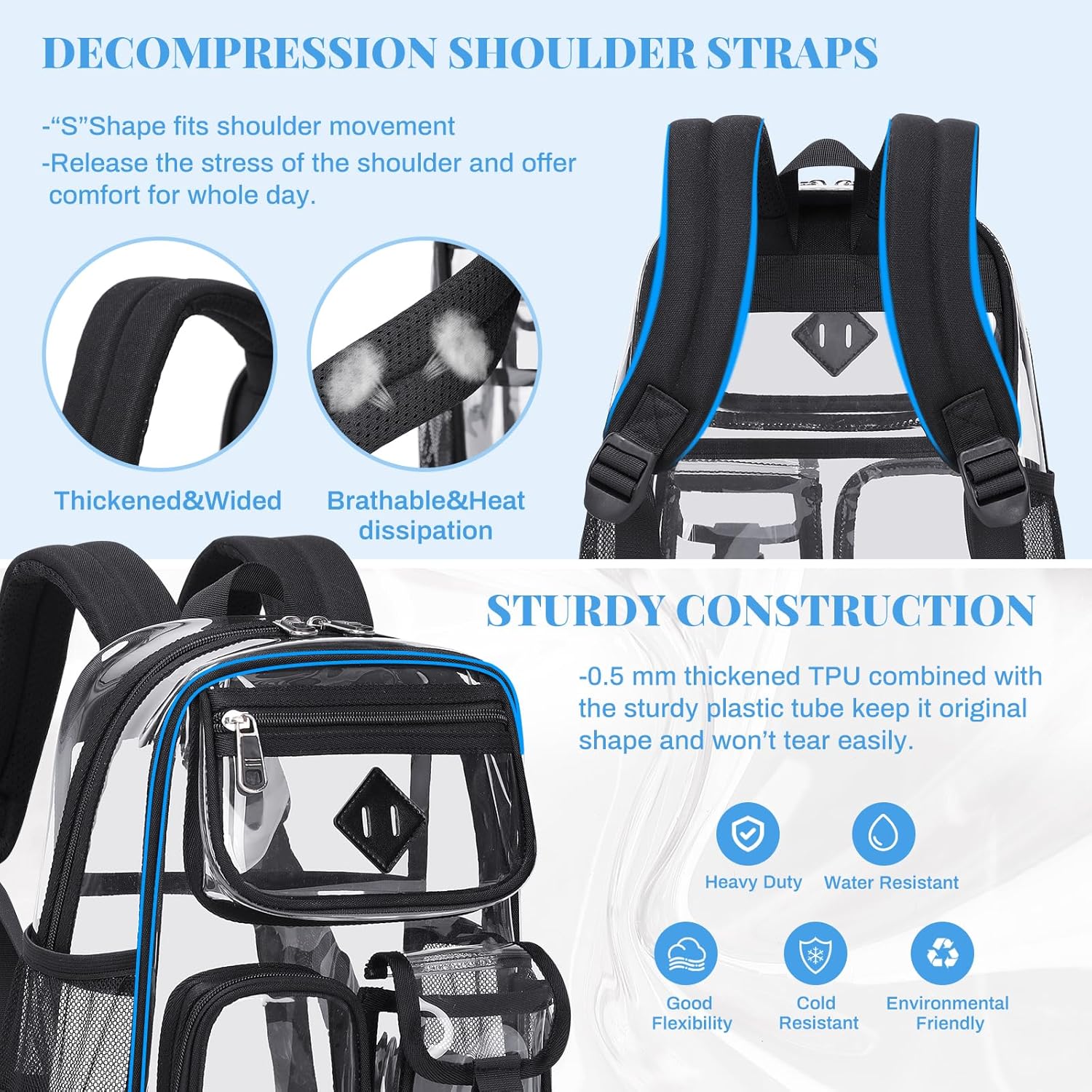 Mini Clear Backpack for Stadium Events, Small Clear Bag for Child for Festival Concert,Black(Not Fits School) - Image 6