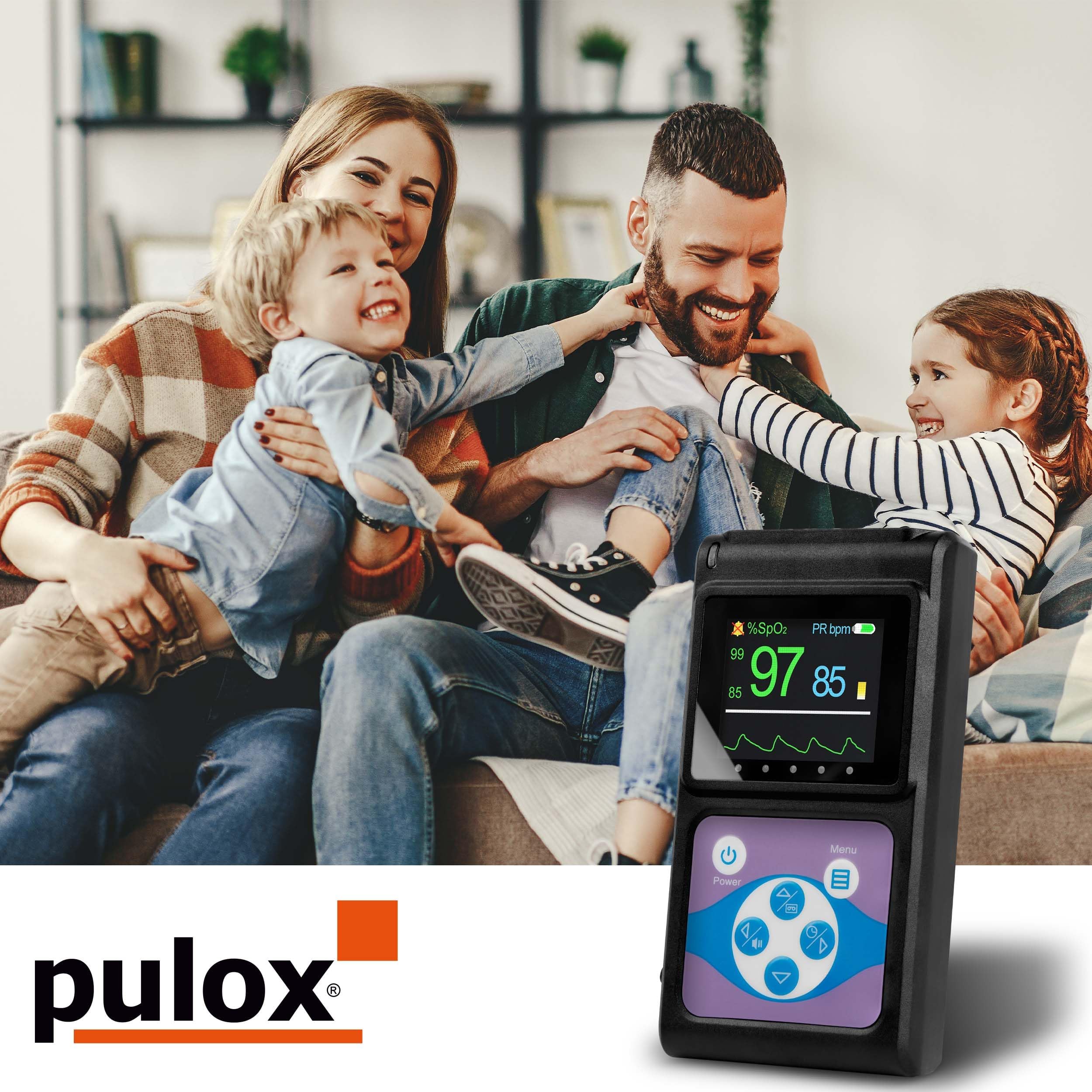 Pulox PO-650A Handheld Pulsoximeter mit Sensor für SpO2 & Puls | Für Langzeitmessungen mit Datenspeicher und akustischem Warnsignal, externer Sensor für flexible Anwendungen