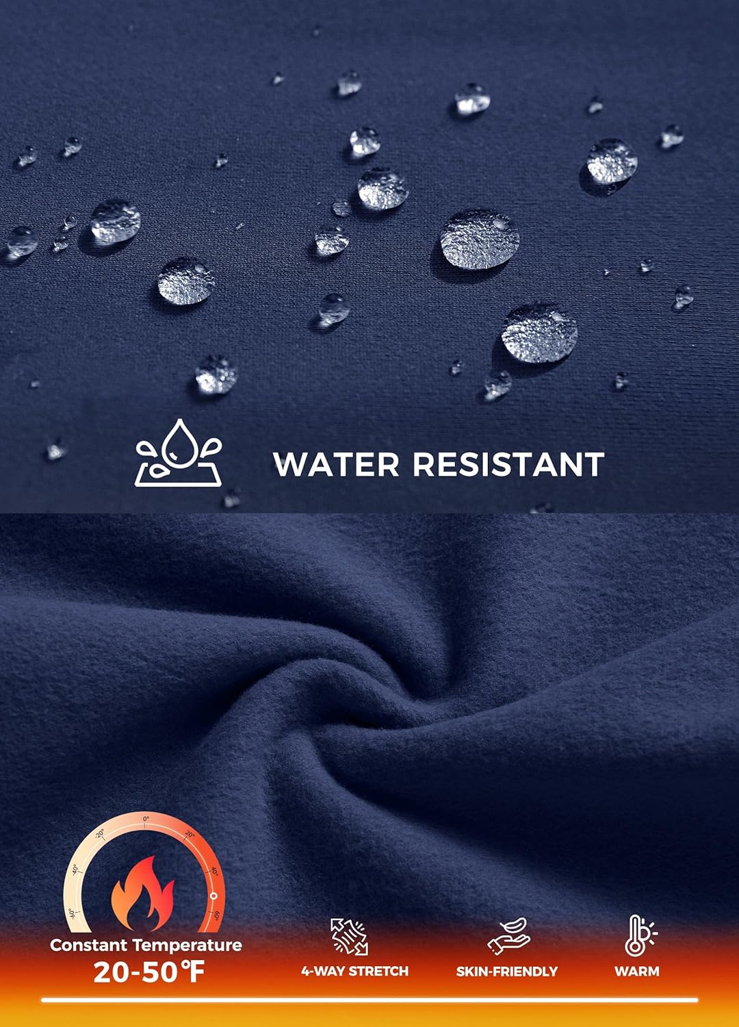 Willit Women's Fleece Lined Pants with Zipper Pockets Winter Thermal Warm Hiking Straight Leg Pants Navy Blue S 29" - Image 3