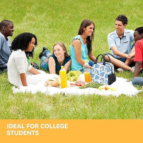 Miniatura 8 de Lonchera de tiburón para niños, pequeñas bolsas de almuerzo aisladas, bonita lonchera reutilizable para mujeres, color azul claro, congelables, para