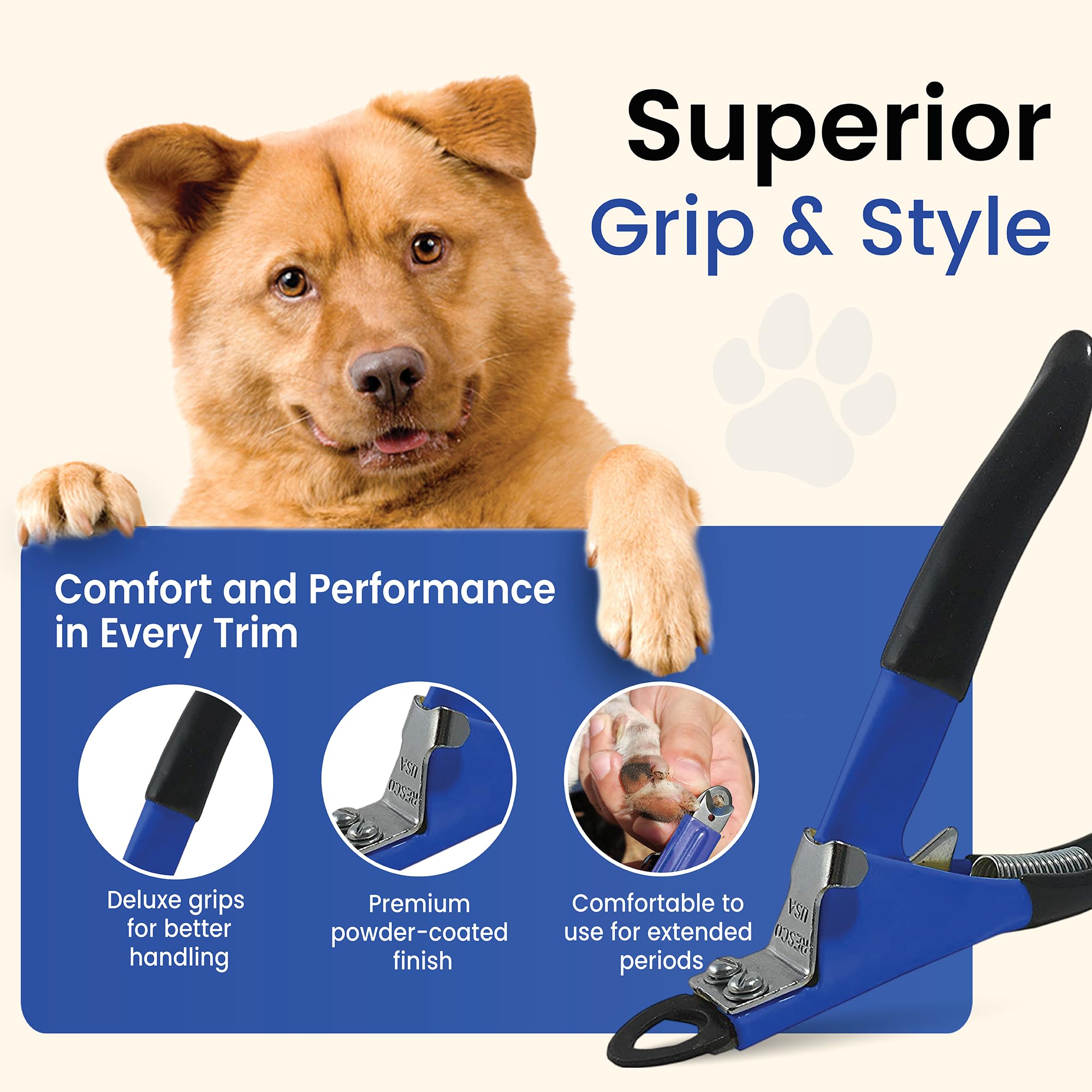 Resco Deluxe Dog Nail Clippers, Original Pet Nail Trimmer, Made in USA, Small/Medium, Blue - image 4