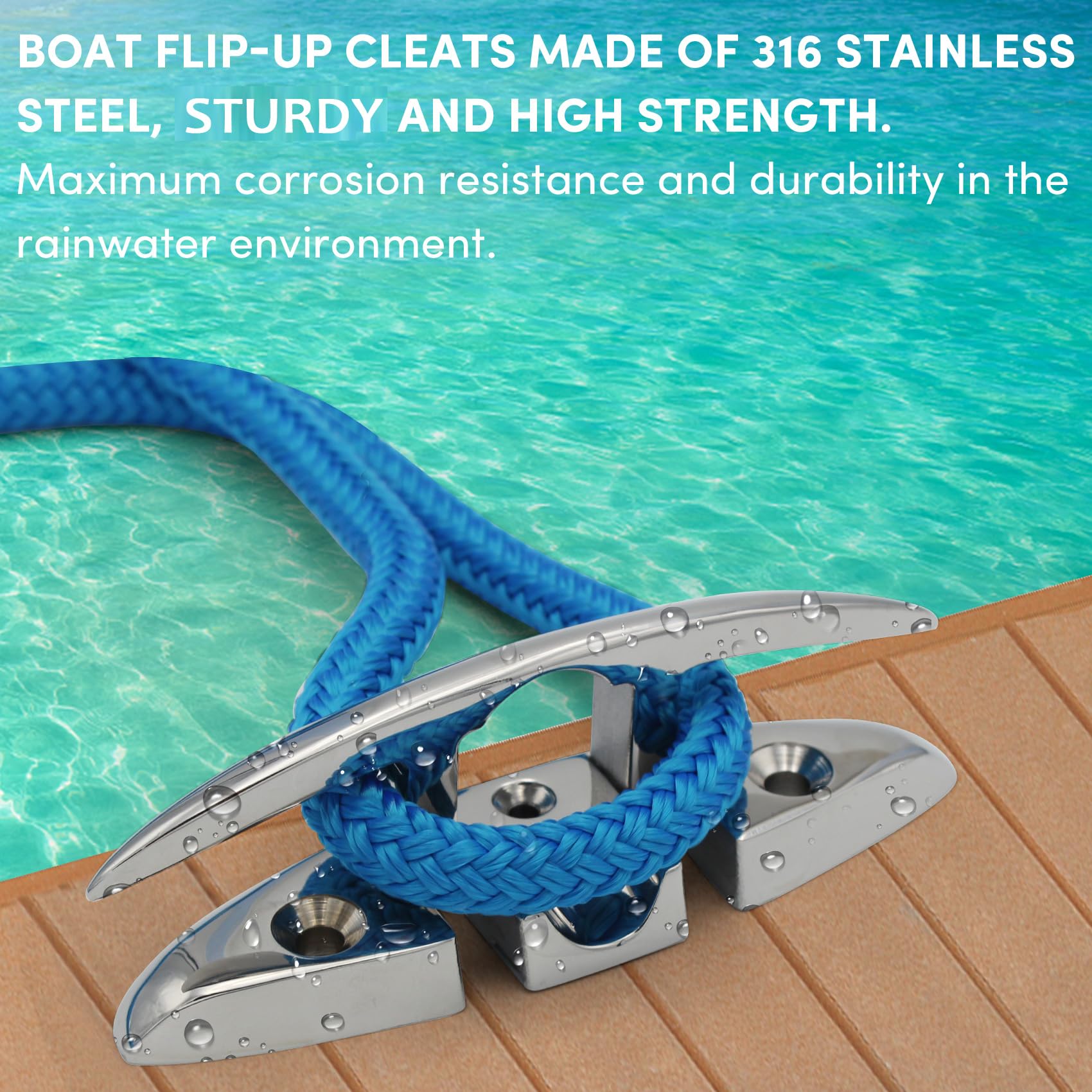 VEITHI 316 Stainless Steel Boat Folding Cleats 5 Inch