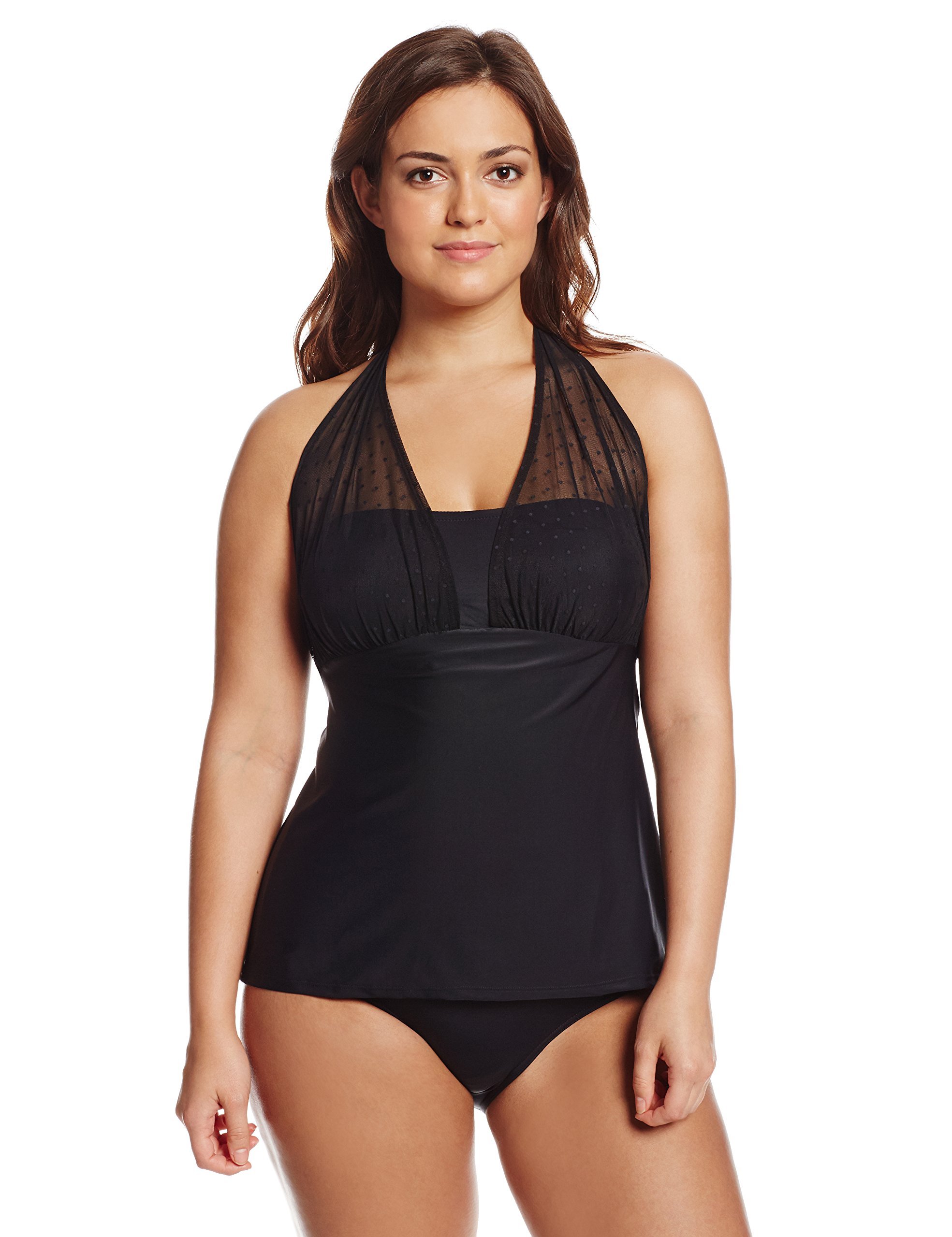 Christina Women's Mesh Solid Halter Tankini 1