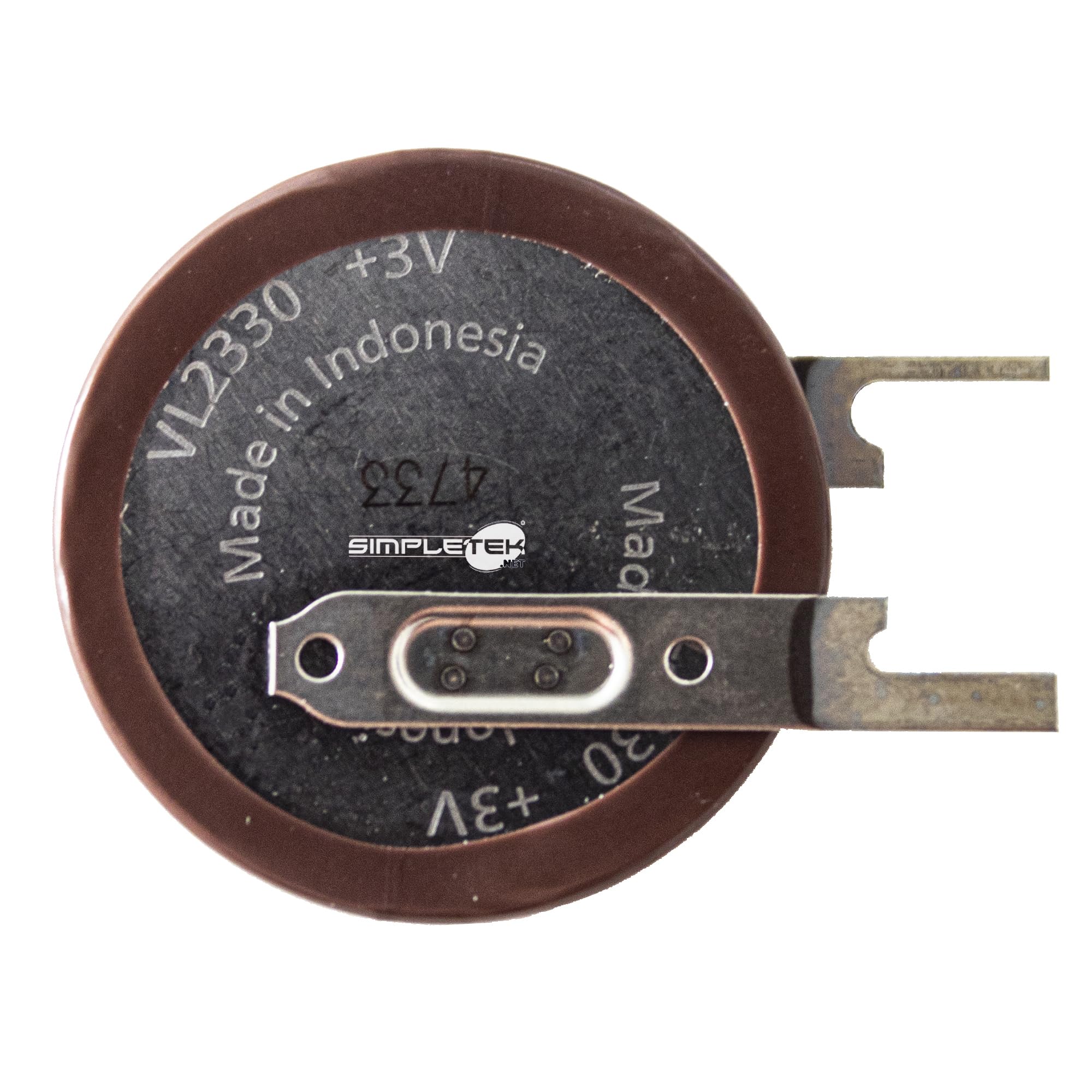 Pile VL2330 rechargeable 3V Simpletek avec connecteurs à souder - 3