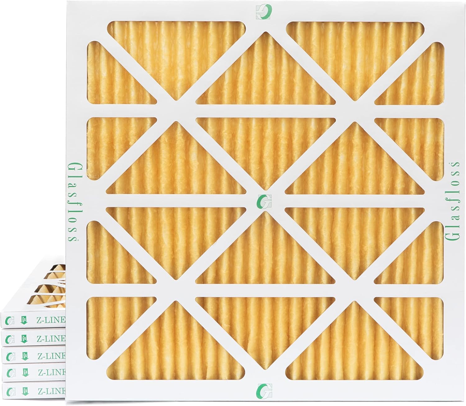 Glasfloss ZL 24x24x1 MERV 11 (FPR 7) AC Furnace Pleated Air Filters. Box of 6
