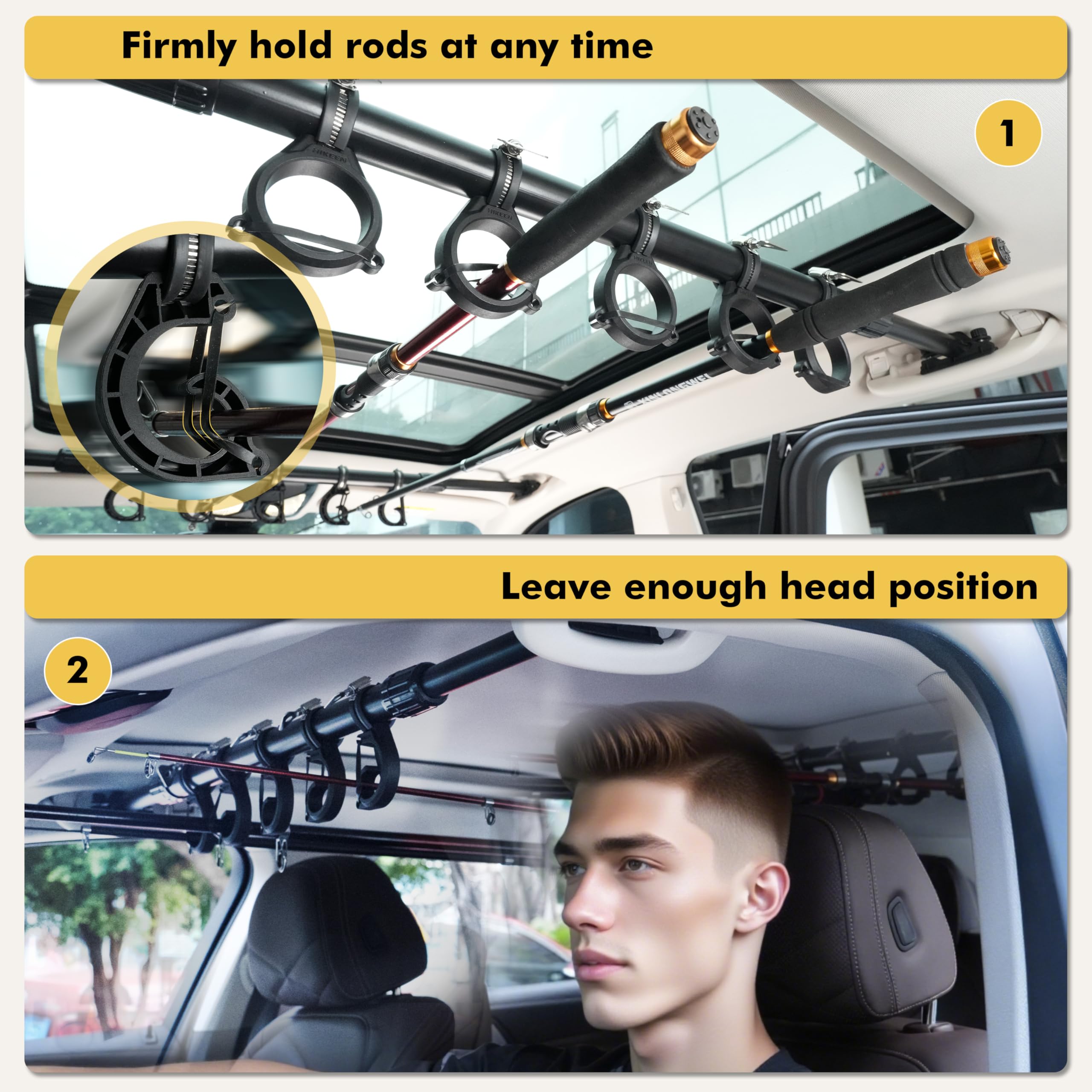 車載用　ロッドホルダー Amazon.co.jp: Hikeen 車載用釣りロッドホルダー 5本収納可能 調整式
