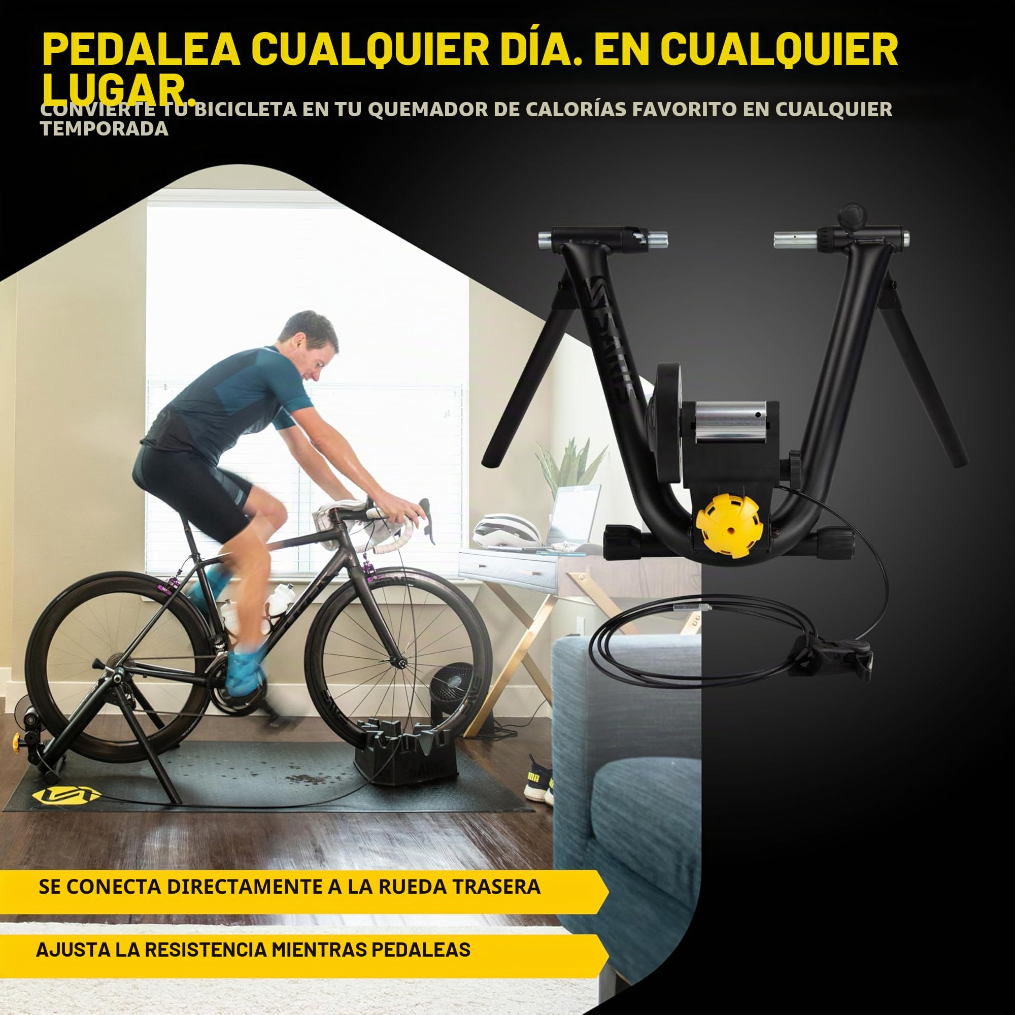 Saris Entrenador de Bicicleta Interior Magnético y Magnético Plus, Resistencia Magnética, Compatible con la Aplicación Zwift