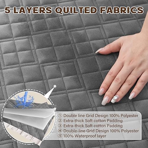 Miniatura 3 de Arfntevss Fundas impermeables para sofá modular de esquina para perros y mascotas, funda de sofá en forma de L, lavable de terciopelo grande,