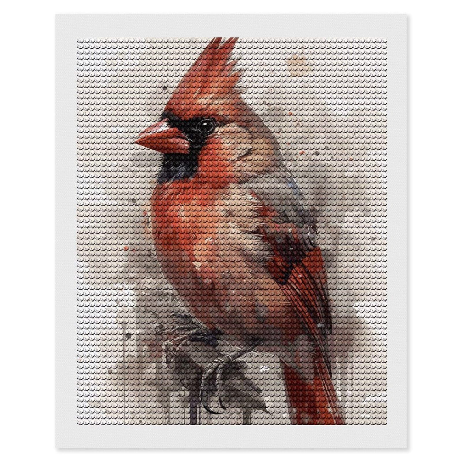 Junmoney Cardinal Watercolor Painting DIY Diamond Art Canvas Kit 16"x20", for Adults, Decorate Your Room, Gift Idea, Modern Decor, Finish and Display