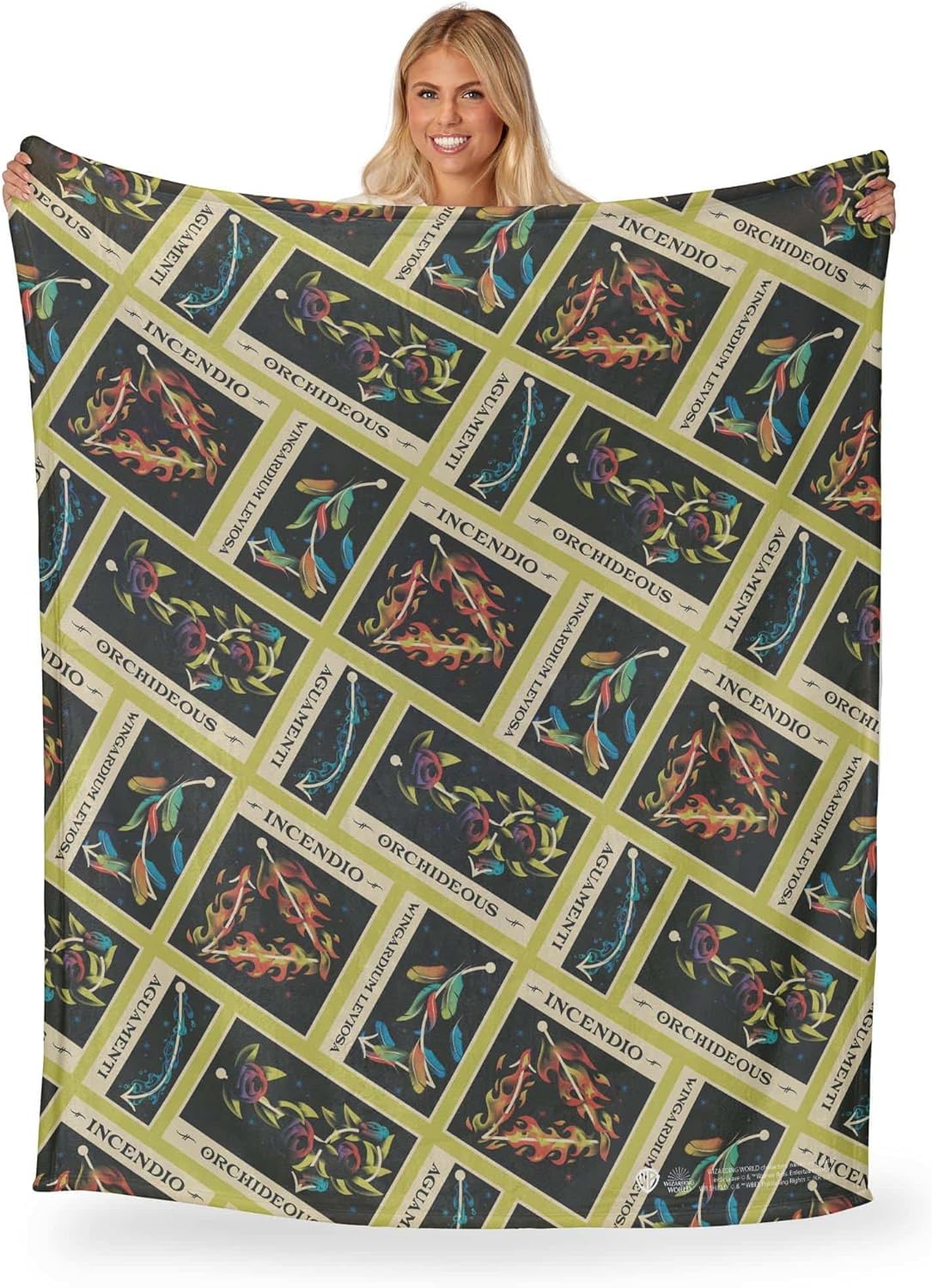Northwest Warner Bros. Harry Potter Spell Pattern Silk Touch Throw Blanket, Cozy for All Seasons, Lightweight for Couch, Sofa, Boys Girls Bedding, 50x60 Inches