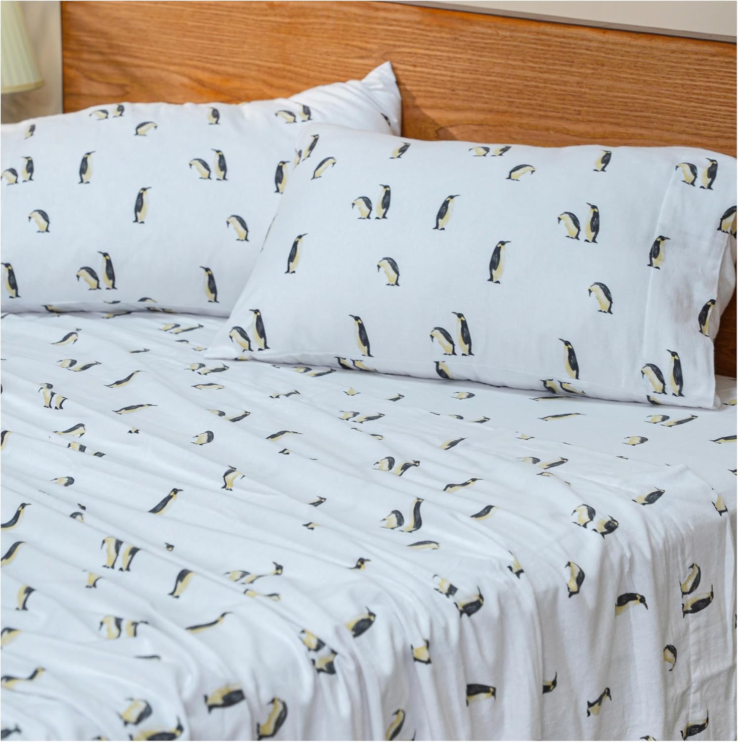 RUVANTI Flannel Sheets Queen Size - GOTS Certified 100% Organic Cotton, 4 Piece Warm, Soft & Breathable Set, Deep Pocket Snug Fit, Double Brushed Cozy All Season Bedding, Polar Parade - Image 3