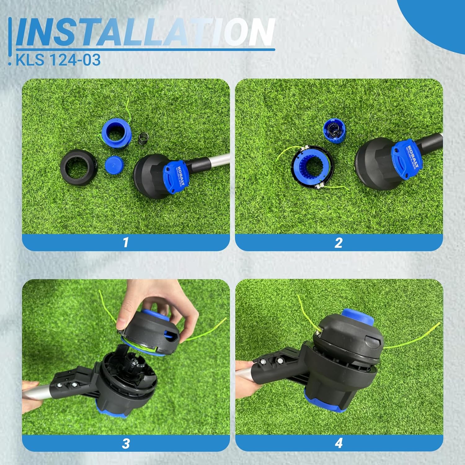 KLS 124-03 Replacement Bump Spool Head Compatible with Kobalt 24-Volt max KST 2224B-03 KST 2024A-03 KST 4024A-03 KST 1124B-03 String Trimmer Weed Wack,Pre-Wound Dual 0.080" 16Ft Line