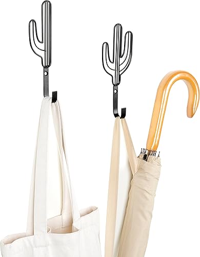 Miniatura 9 de MyGift Ganchos decorativos de metal negro para colgar en la pared, con forma de cactus saguaro, decoración del hogar, juego de 4
