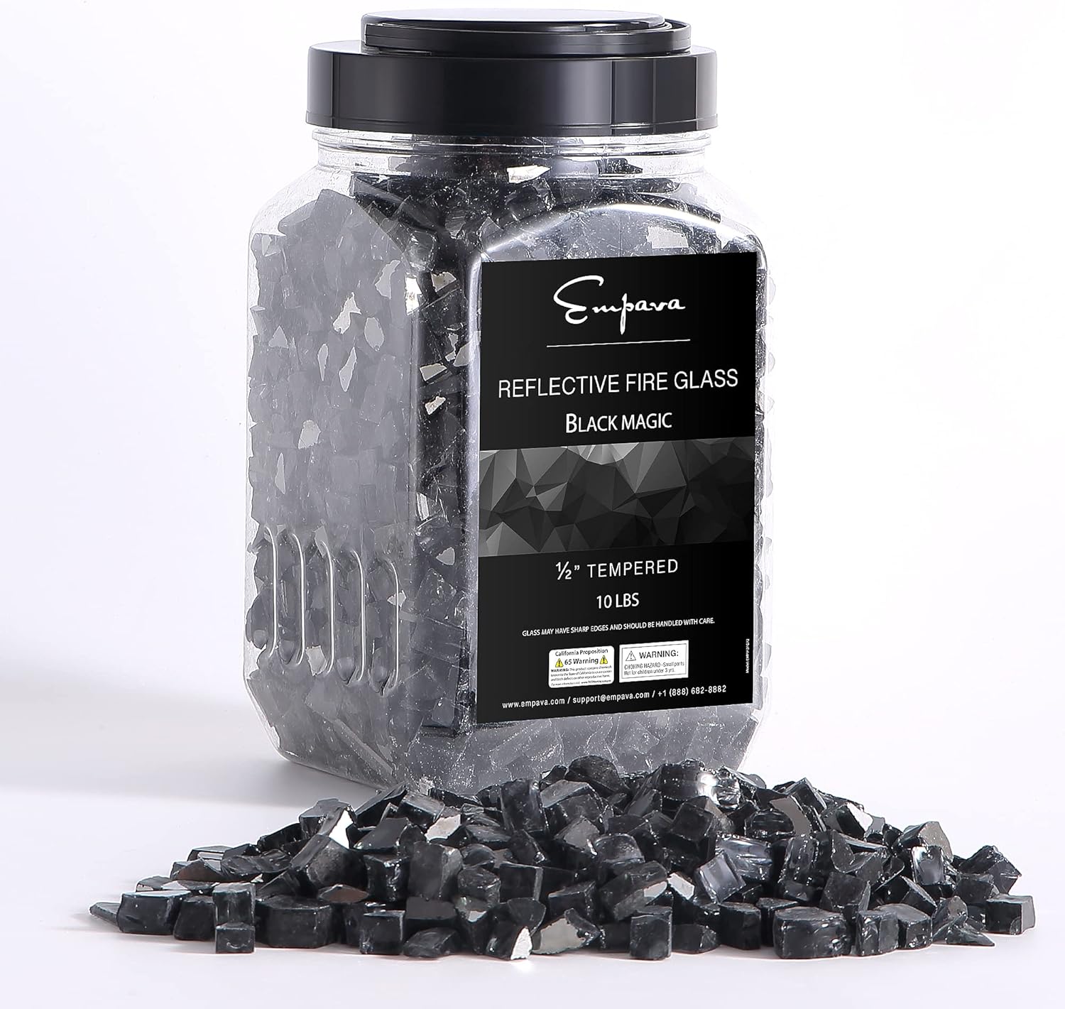 Empava 10 lbs. 1/2-in Reflective Tempered Glass for Gas Fire Pit, Midnight Blue